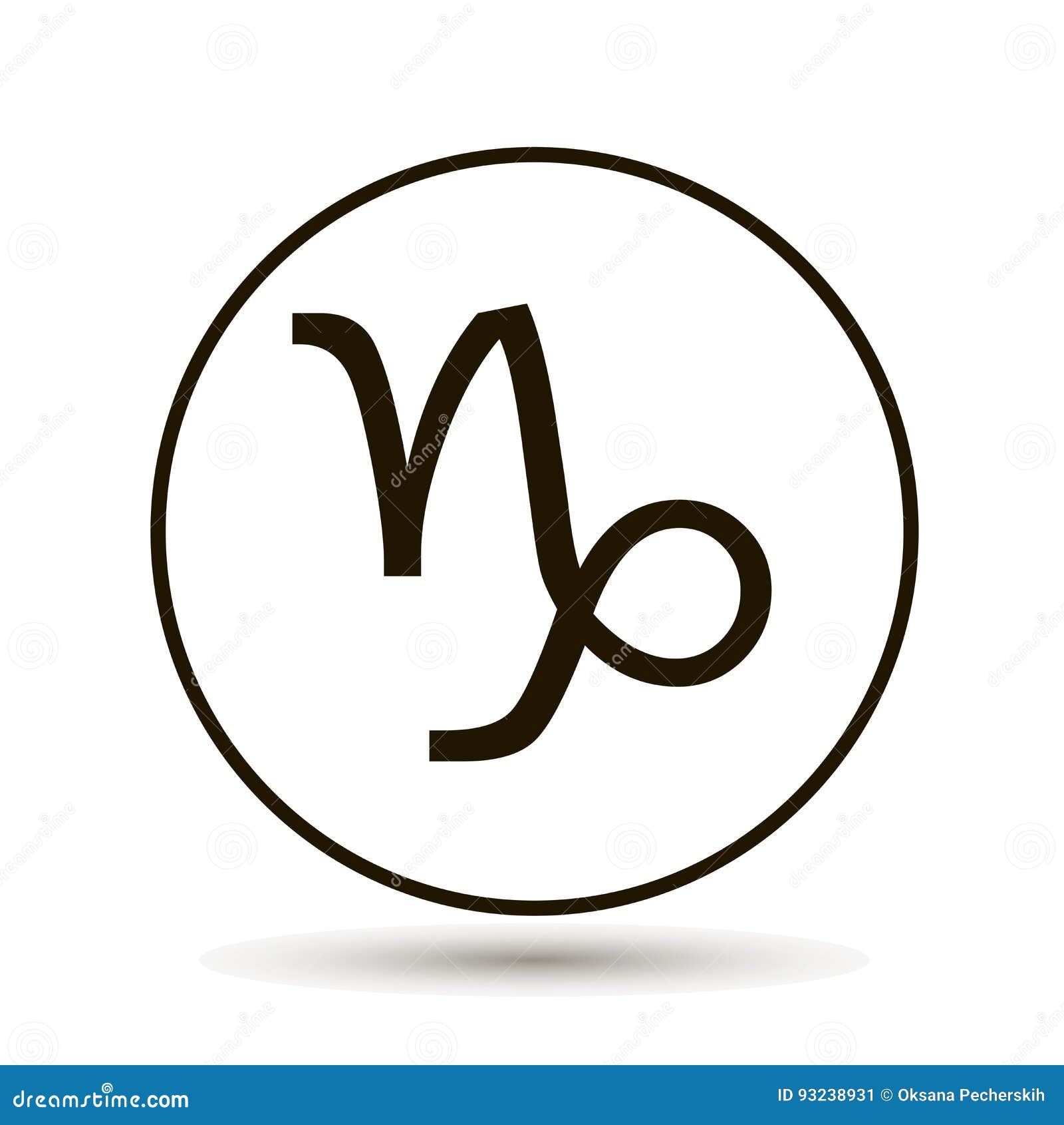 Знак зодиака козерога Астрологический значок символа в круге Иллюстрациявектора - иллюстрации насчитывающей козерог, рыбы: 93238931