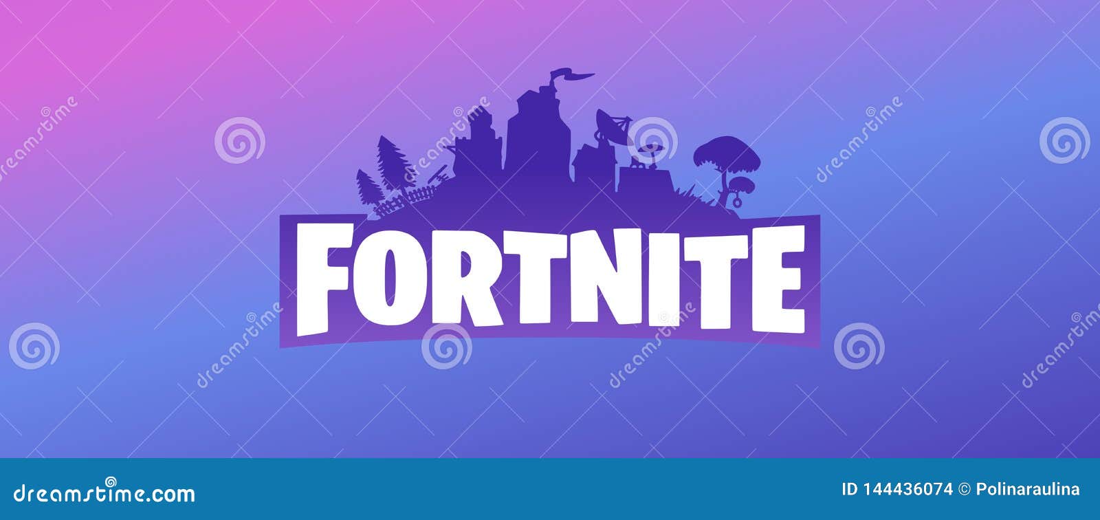 Знамя логотипа вектора Fortnite пурпурное на фиолетовой голубой и розовой предпосылке градиента Редакционное Стоковое Изображение - иллюстрации насчитывающей редакционо, зрелищность: 144436074