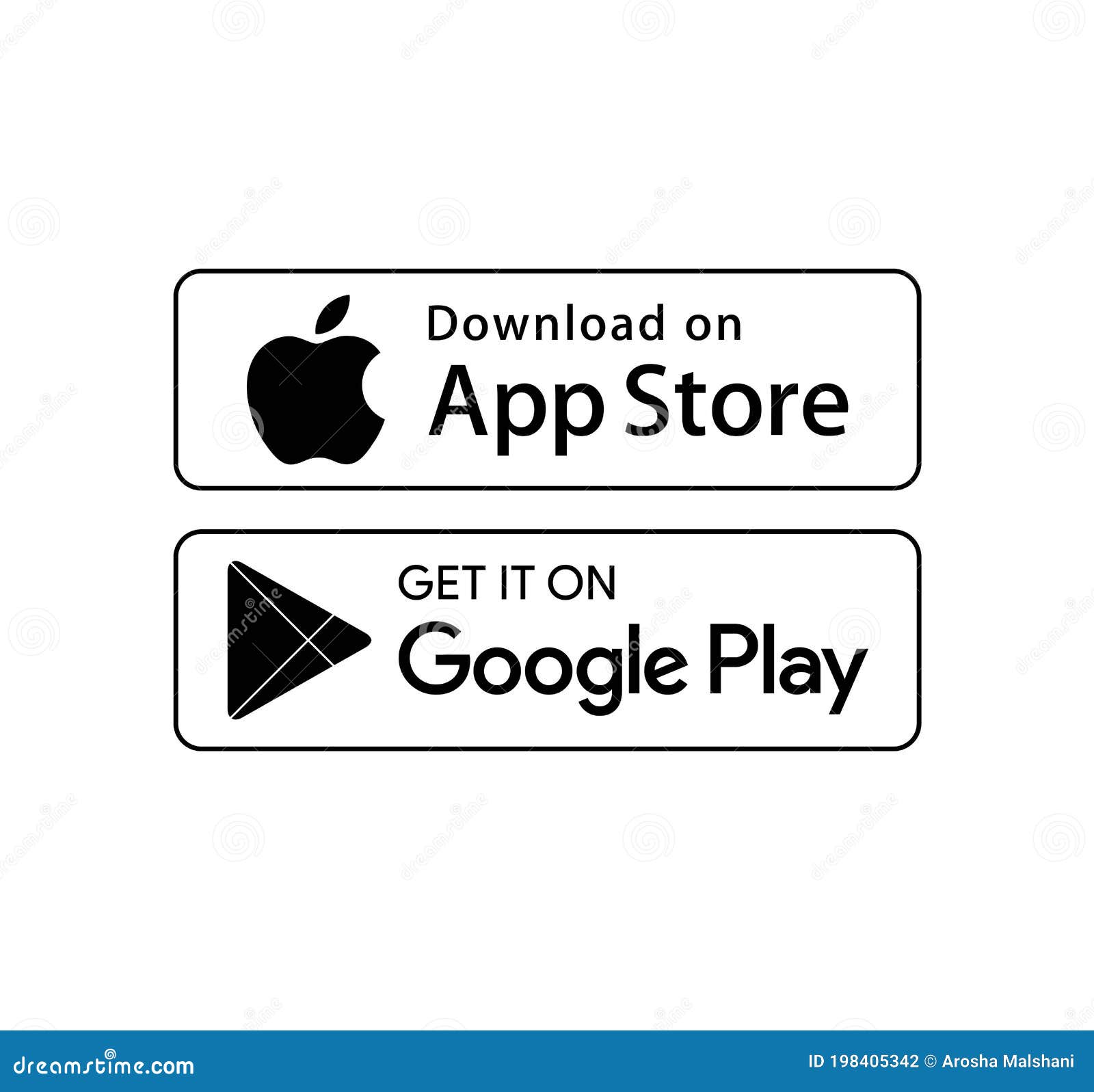 Значки Магазина Приложений Apple И Google. Изолированные На Белом.
