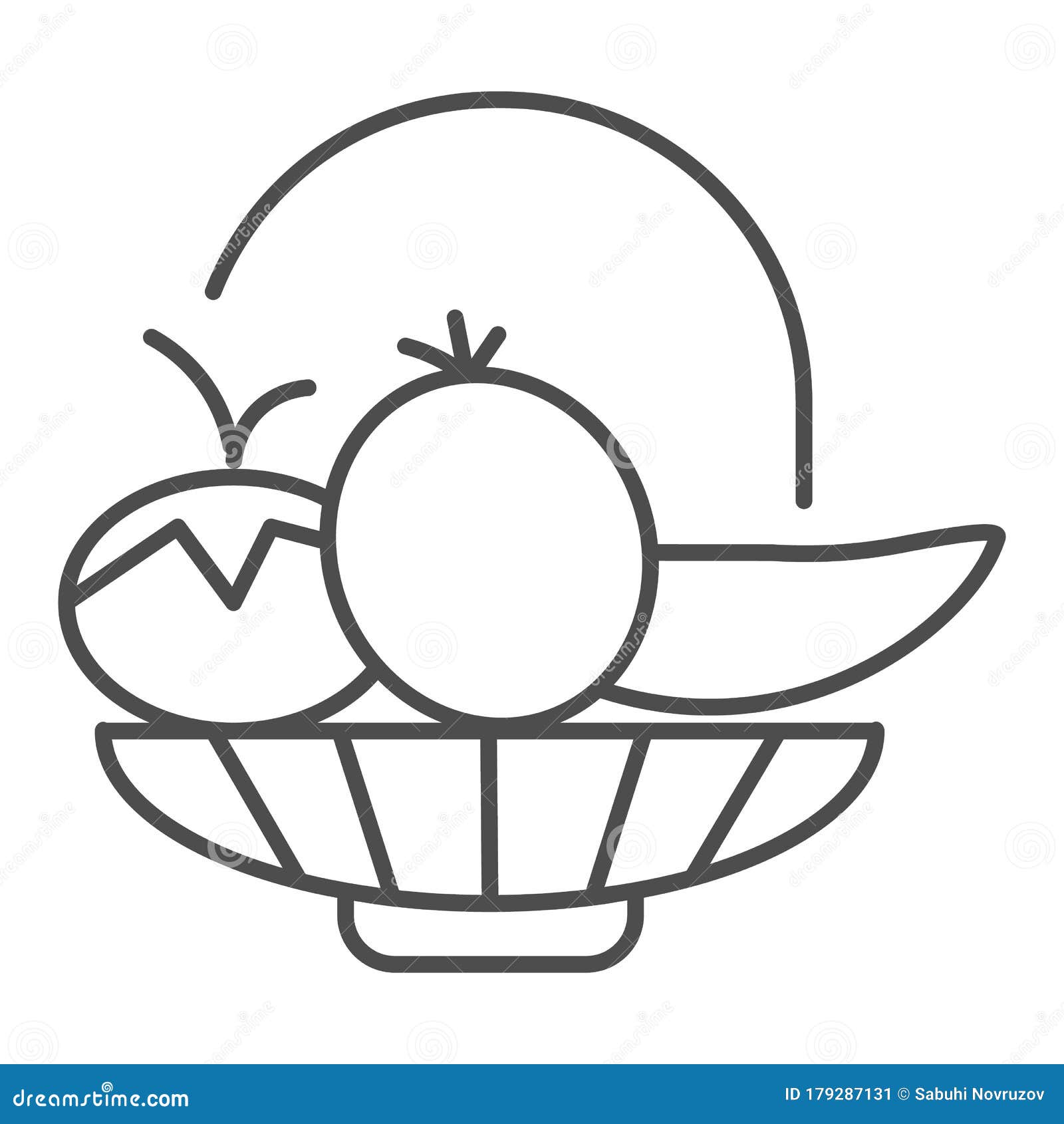 Значок овощей и фруктов тонкая линия. Тарелка с иллюстрацией овощей и  фруктов изолированной на белом. Здоровые органическое Иллюстрация вектора -  иллюстрации насчитывающей линейно, иллюстрация: 179287131