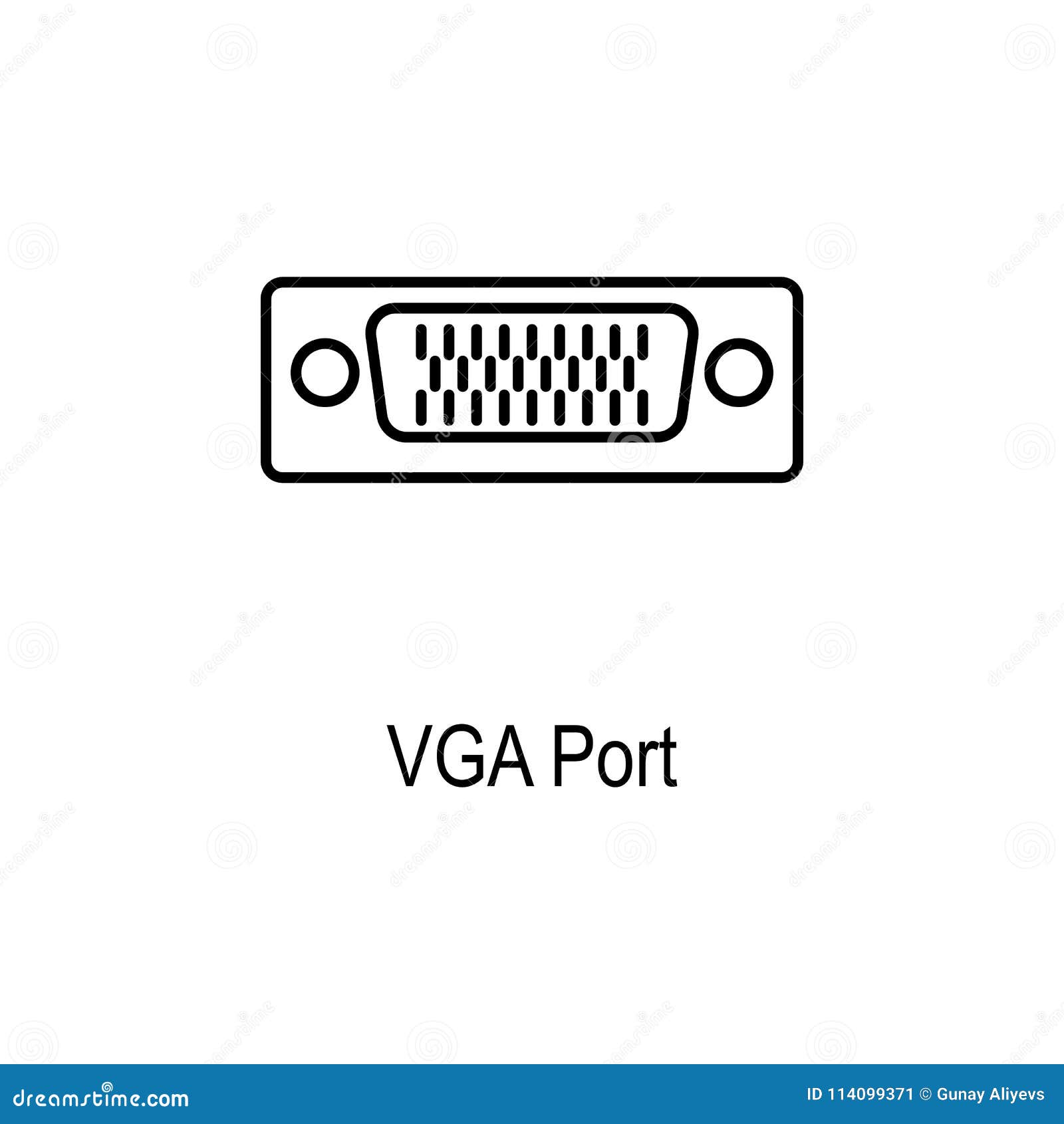 Значок порта VGA Элемент части компьютера для передвижных Apps концепции и  сети Тонкая линия значок для дизайна вебсайта и развит Иллюстрация штока -  иллюстрации насчитывающей телефон, разъем: 114099371
