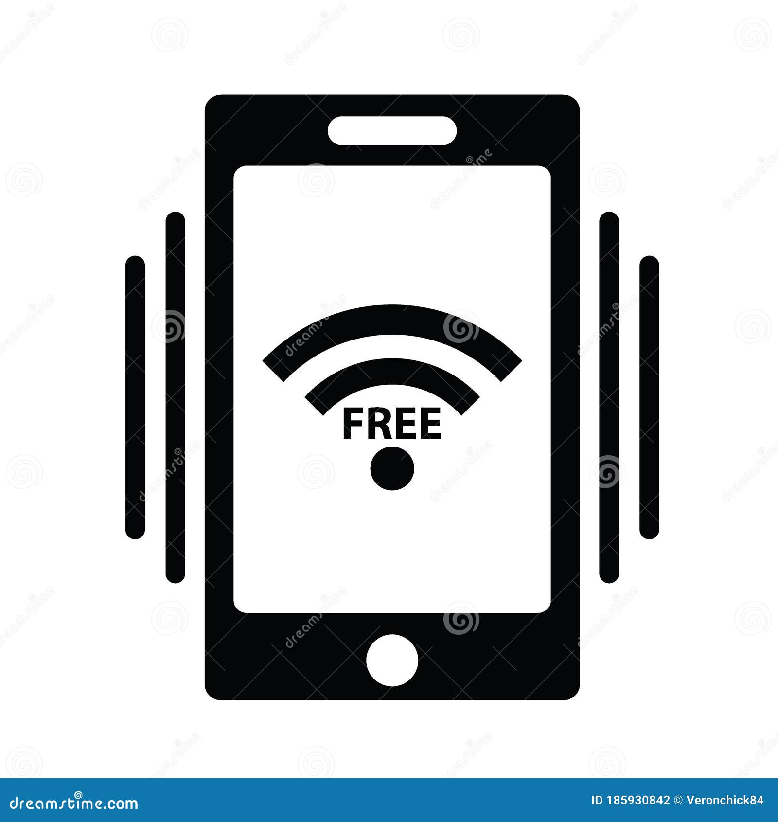Значок Wi-fi бесплатно. Значок мобильного телефона Иллюстрация вектора -  иллюстрации насчитывающей волна, вектор: 185930842
