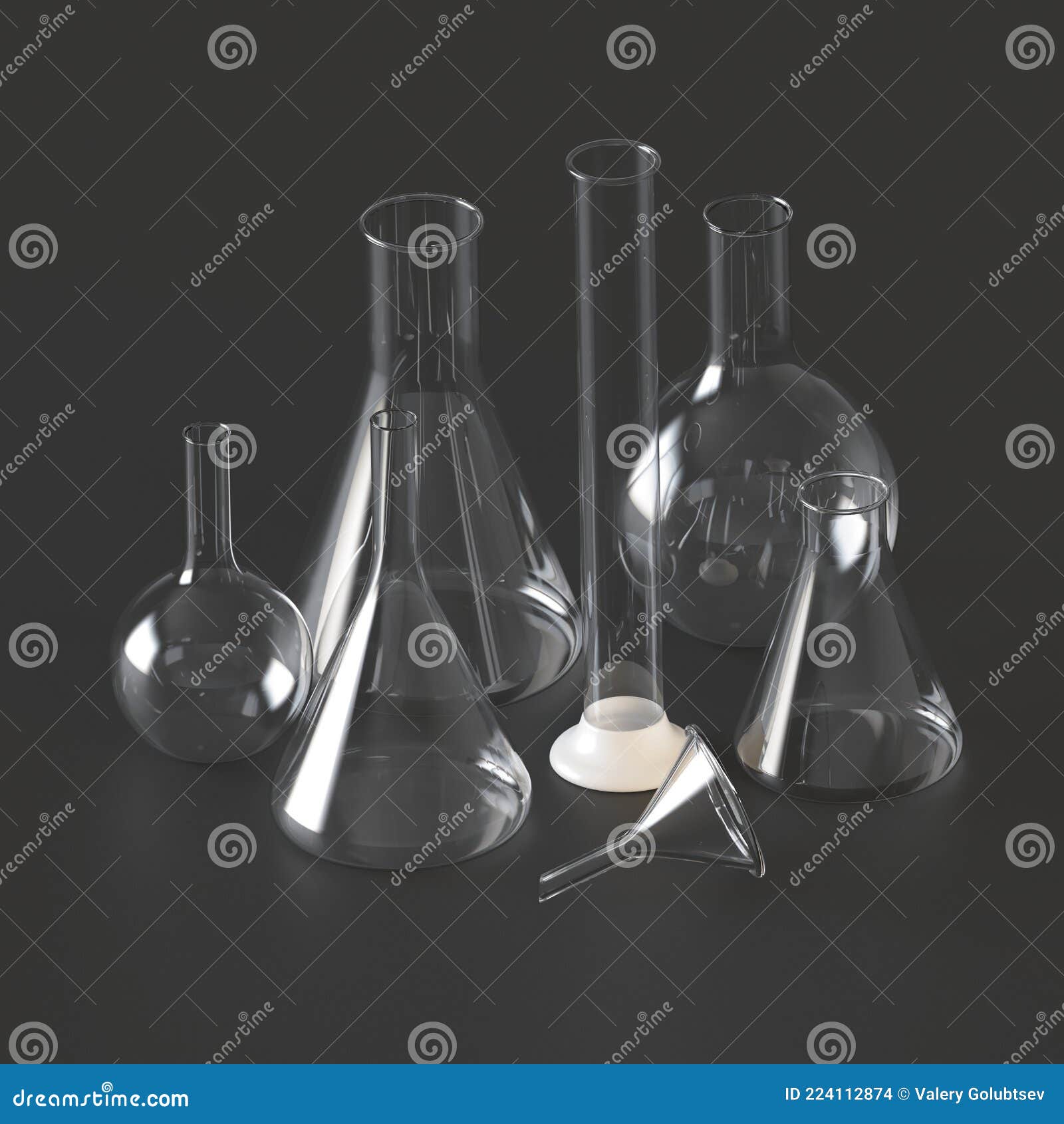 изделия из стекла. реалистичные стеклянные химические контейнеры для  измерения медицинского оборудования. темный фон 3d иллюстраци Стоковое Фото  - изображение насчитывающей эксперимент, открытие: 224112874