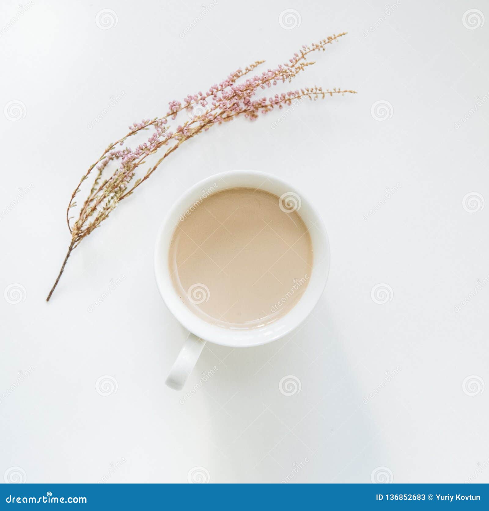 Изолированное белое минимализма цветков Latte кофе чашки Стоковое  Изображение - изображение насчитывающей сирень, надпись: 136852683
