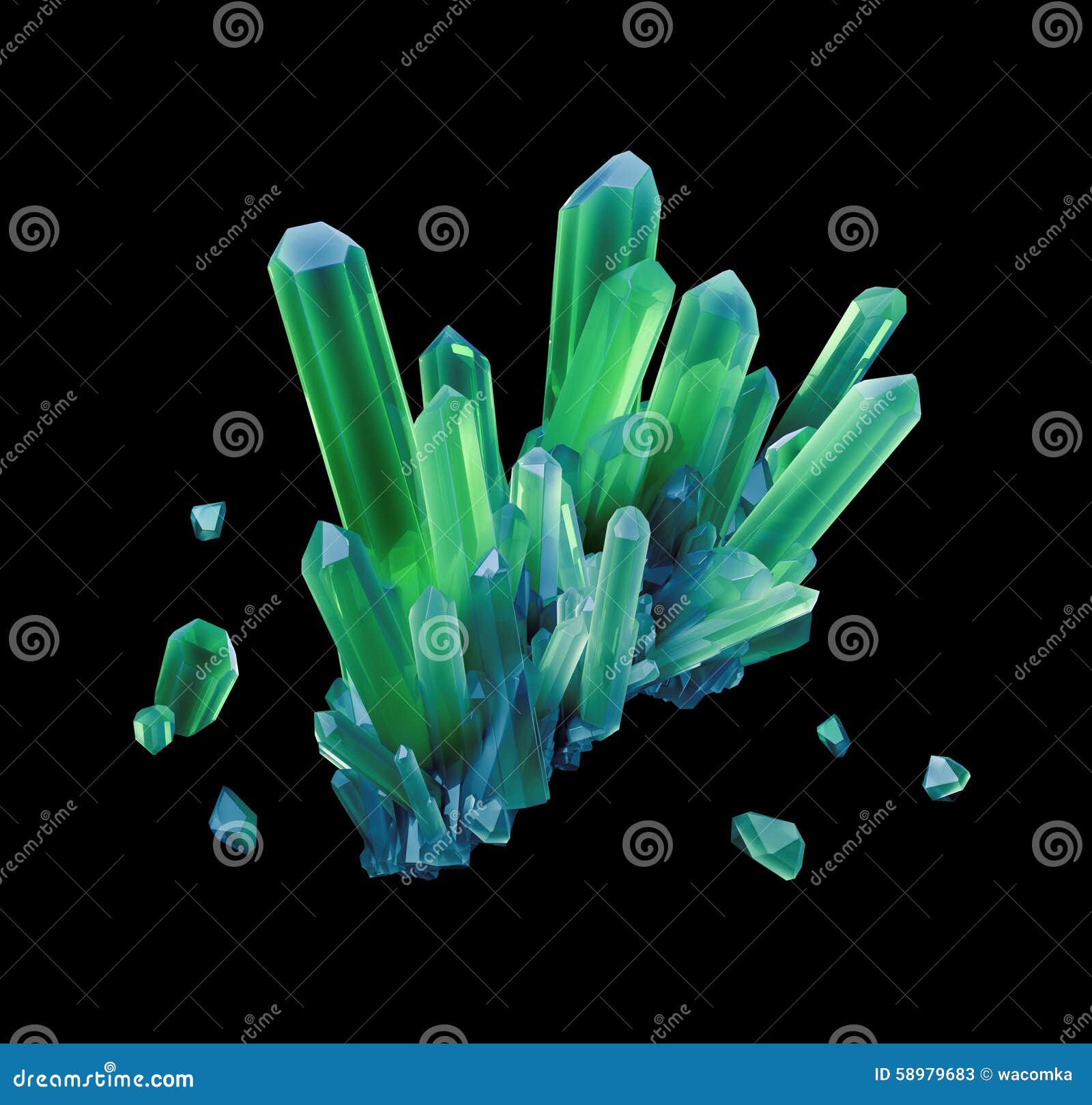 изумрудно-зеленый кристалл 3d, резюмирует граненный самоцвет, грубый наггетИллюстрация штока - иллюстрации насчитывающей геологохимическо,красивейшее: 58979683