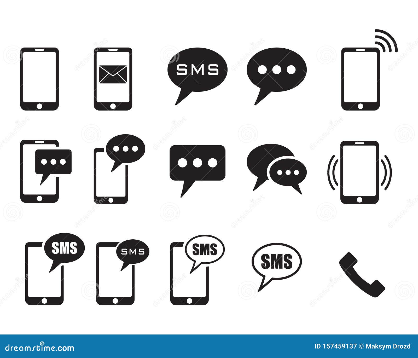 иконки телефона на белом фоне, значок Sms, сотовый телефон, телефон вызова,  сообщение, векторная иллюстрация Иллюстрация вектора - иллюстрации  насчитывающей пошлите, передвижно: 157459137
