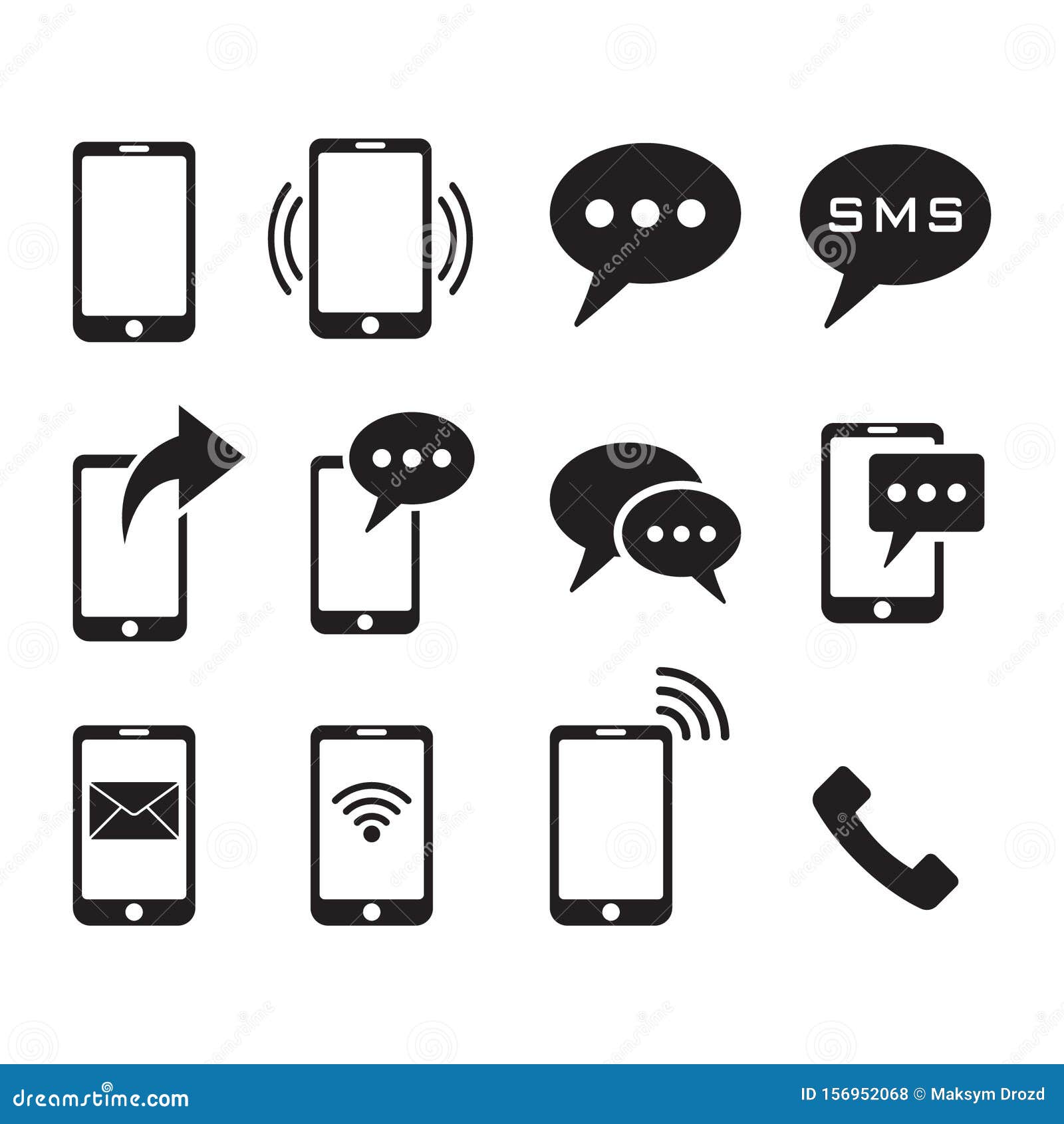 иконки телефона на белом фоне, значок Sms, сотовый телефон, сообщение,  иллюстрация вектора Иллюстрация вектора - иллюстрации насчитывающей  обслуживание, кнопка: 156952068