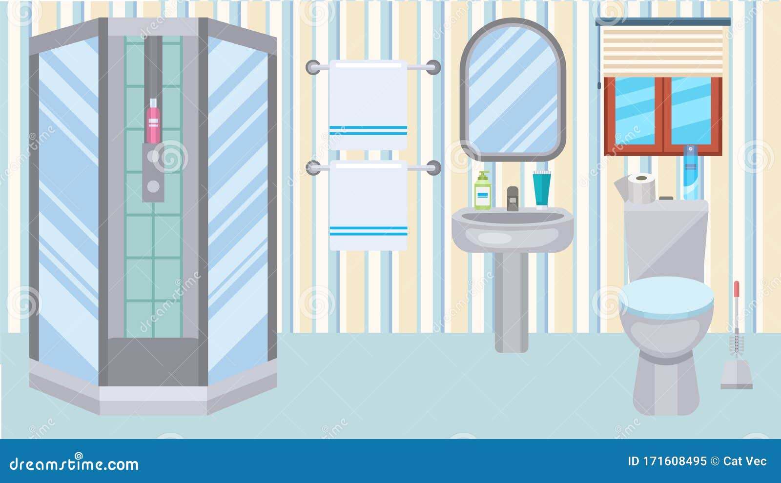 Иллюстрация вектора туалета ванная комната внутренняя дома. Пайки оболочку,душ, туалет. Аксессуары для купания стирают тела Иллюстрация вектора -иллюстрации насчитывающей ванна, дивизионов: 171608495