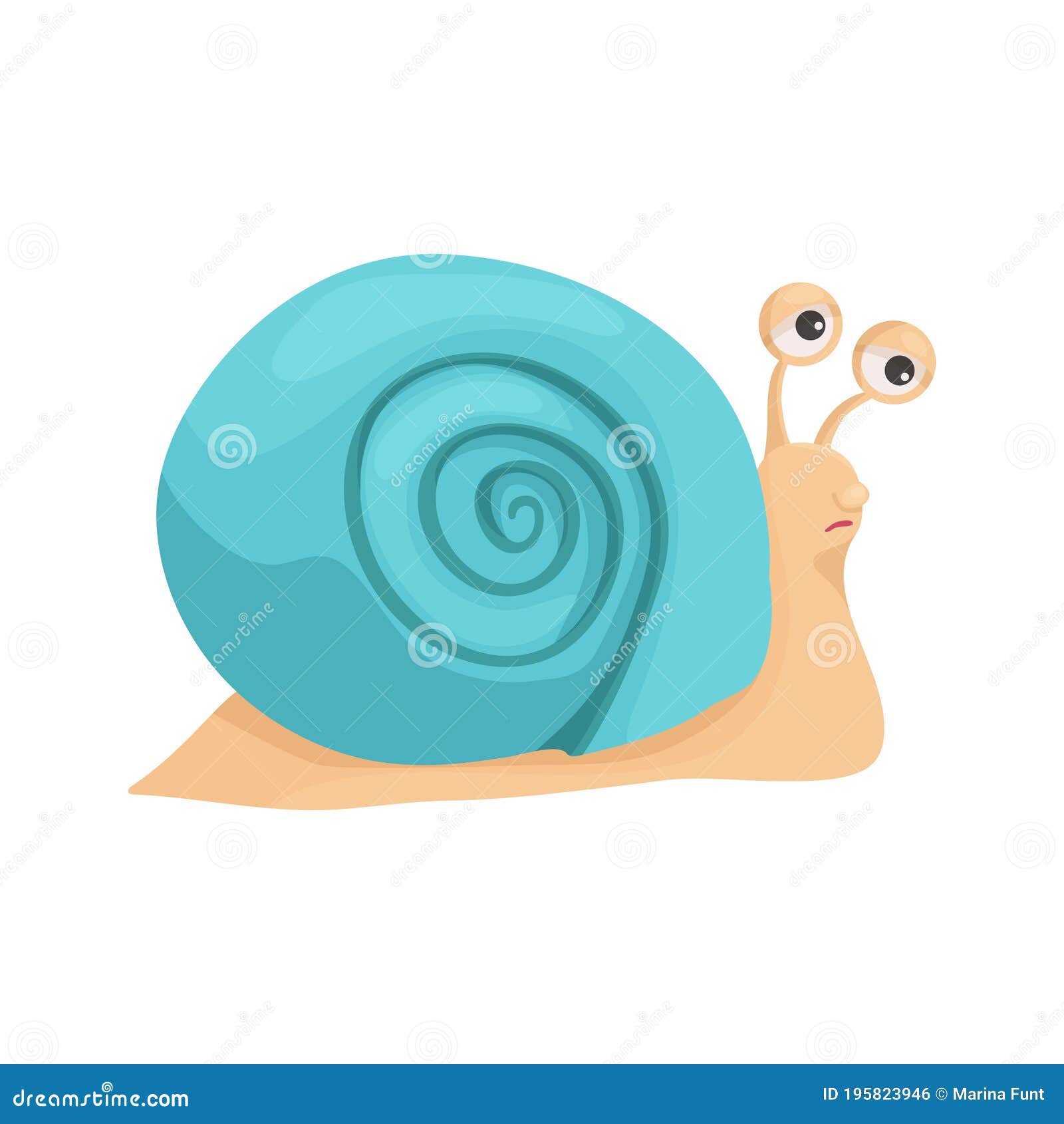 Иллюстрация вектора улитки с голубой Shell в стиле мультфильма. Улитка  выглядит грустной уставшей волнения. Книги для детей Иллюстрация вектора -  иллюстрации насчитывающей конструкция, характер: 195823946