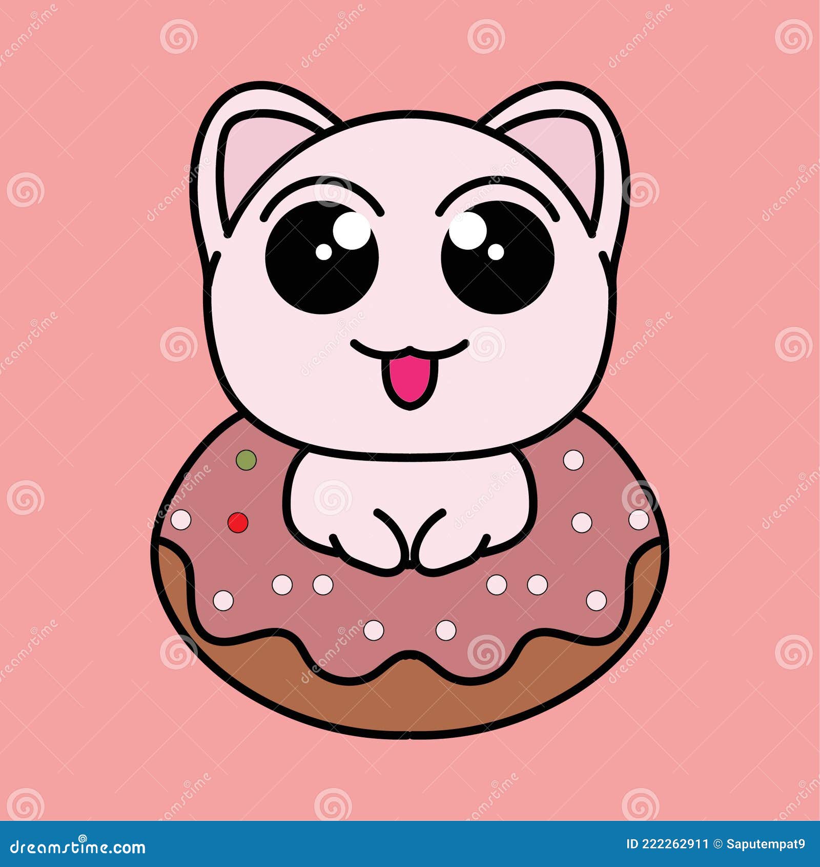 каваи милый кот иллюстрация мультфильм персонаж на розовый пончик  Иллюстрация вектора - иллюстрации насчитывающей конструкция, дети: 222262911
