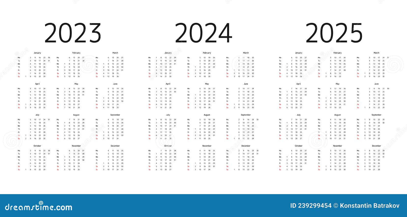 календари на английском языке с вертикальными рабочими днями на 2023 2024  2025. Иллюстрация вектора - иллюстрации насчитывающей номер, печать:  239299454