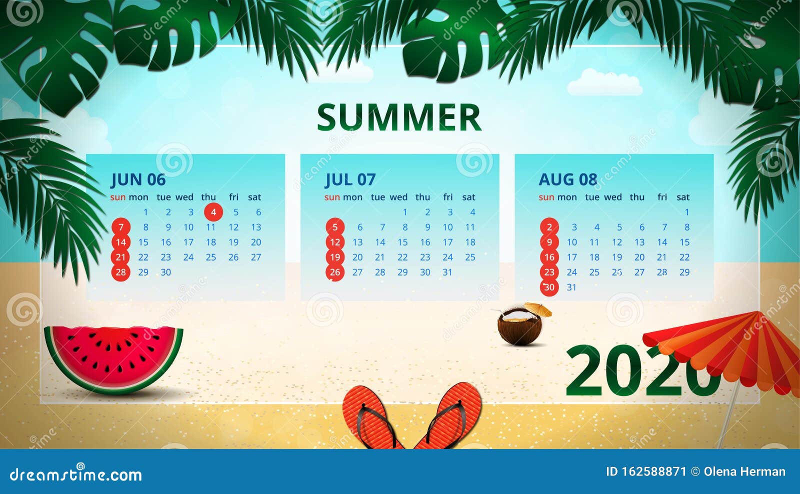 Календарь 2020 года Милый летний фон, сезонный календарь июнь, июль, август  Иллюстрация штока - иллюстрации насчитывающей концепция, дневник: 162588871