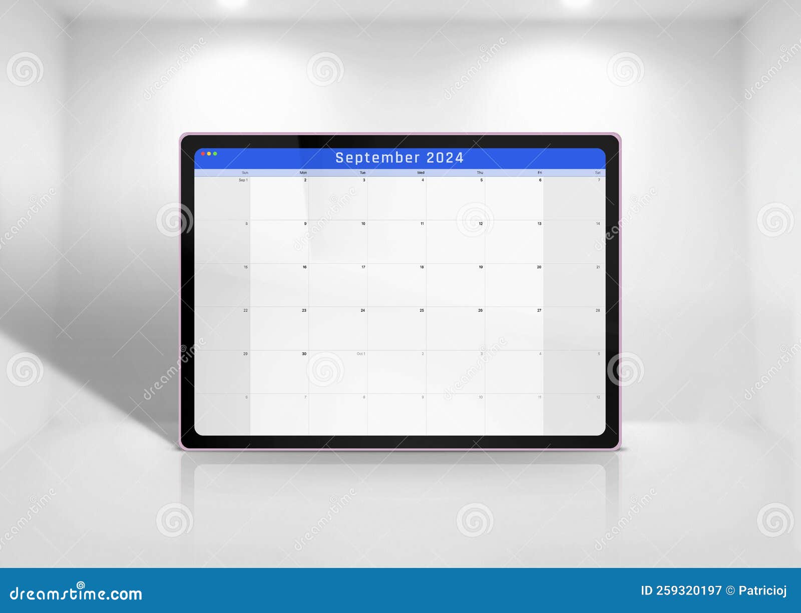 календарь за сентябрь 2024 года на цифровом планшете, изолированном на  белом фоне с пространством для копирования Иллюстрация штока - иллюстрации  насчитывающей таблетка, вырез: 259320197