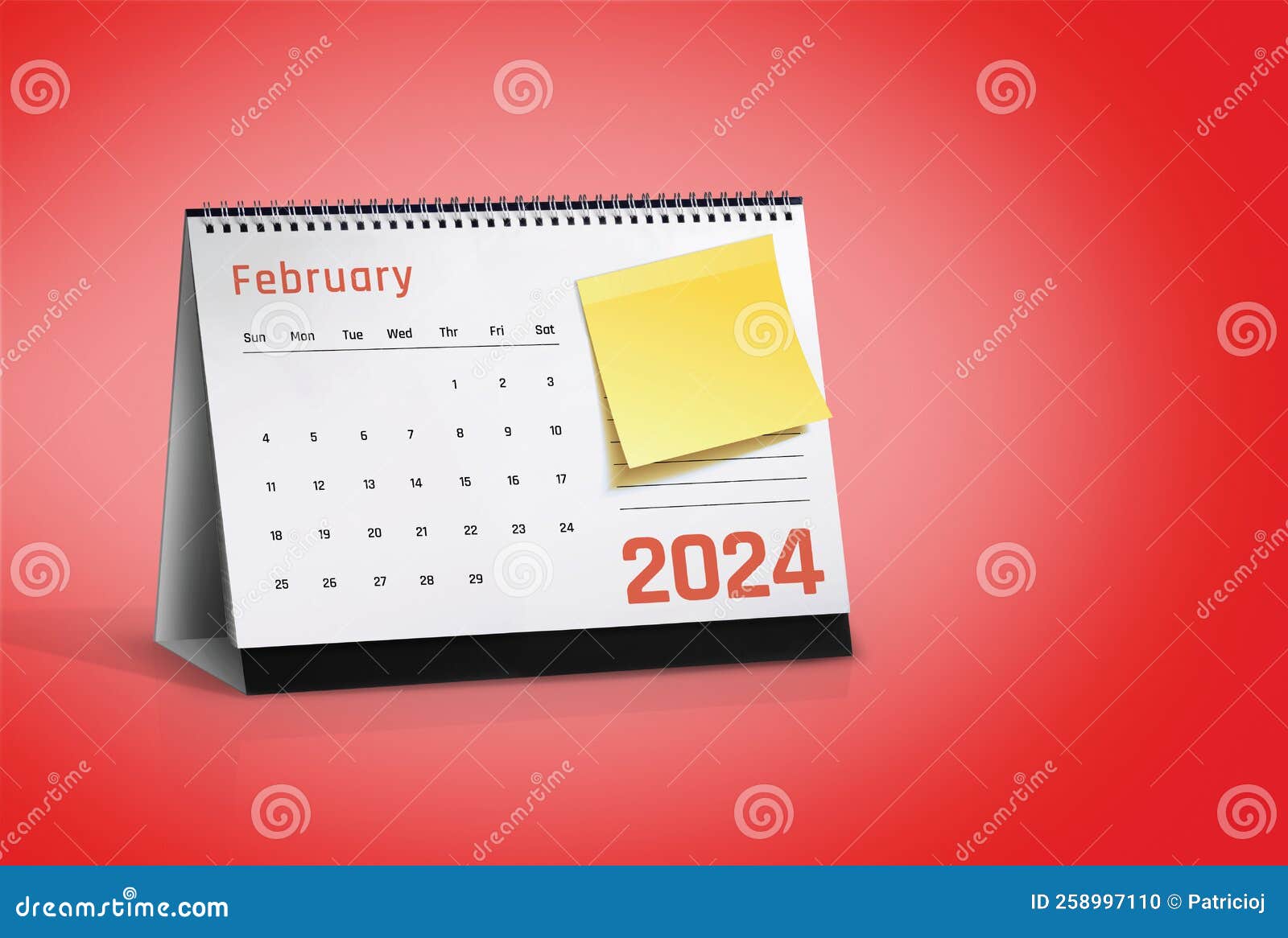 календарь на февраль 2024 года с пустой заметкой, выделенной на красном  фоне, с пространством для копирования Иллюстрация штока - иллюстрации  насчитывающей столб, день: 258997110