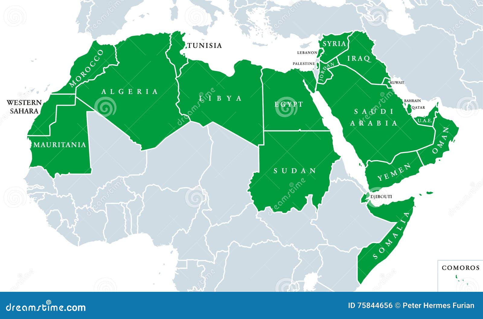 Карта арабского мира со странами крупно на русском