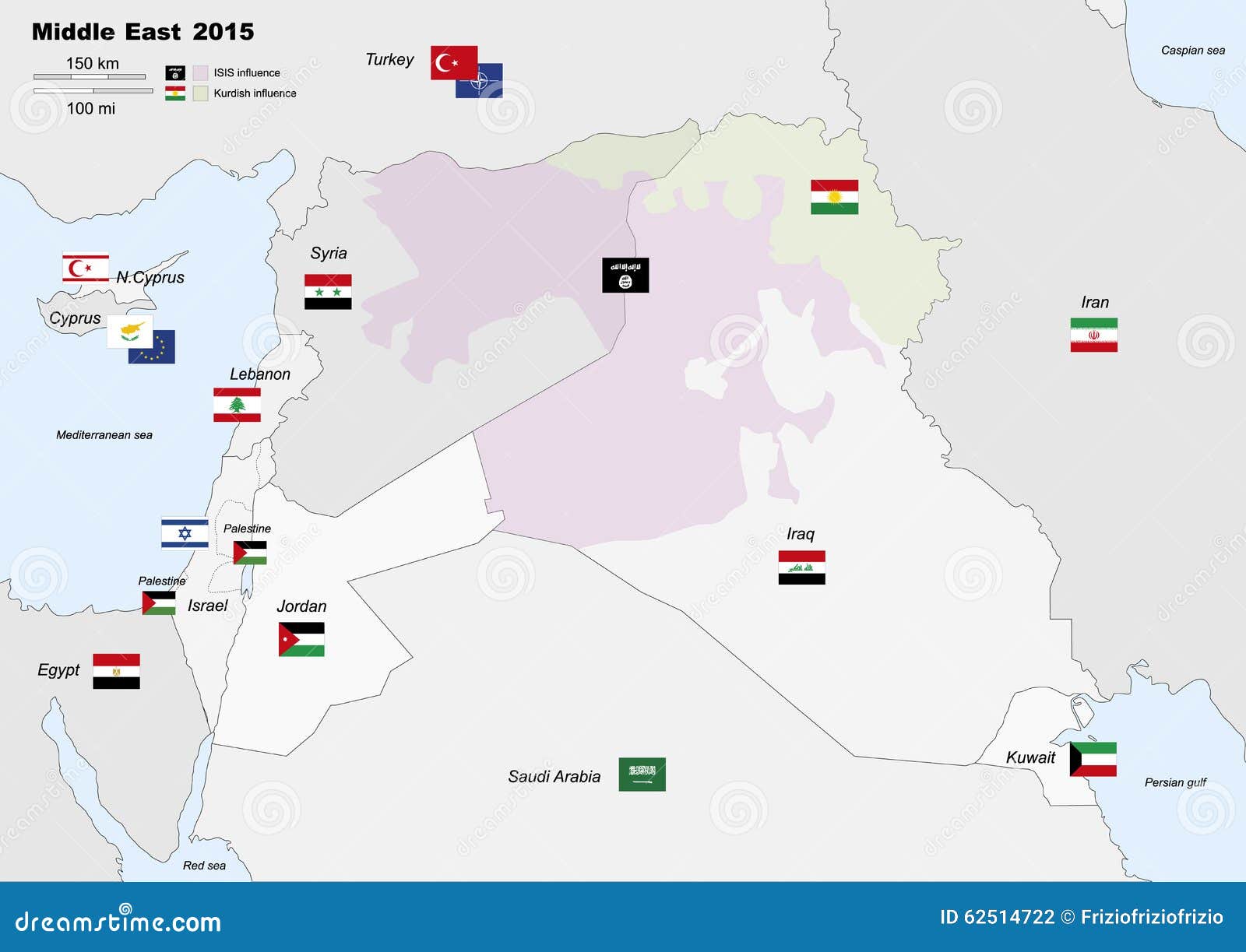 Карта ближнего Востока 2015. Карта железных дорог Ирака ближнего Востока. Middle East graphic Map.