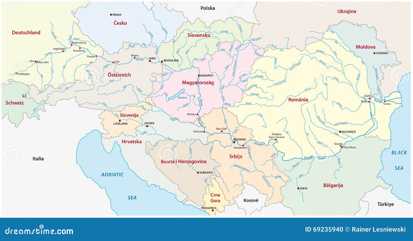 Дунай река бассейн какого океана. Река Дунай на карте. Дунай на карте России. Дунай река на карте через какие страны.