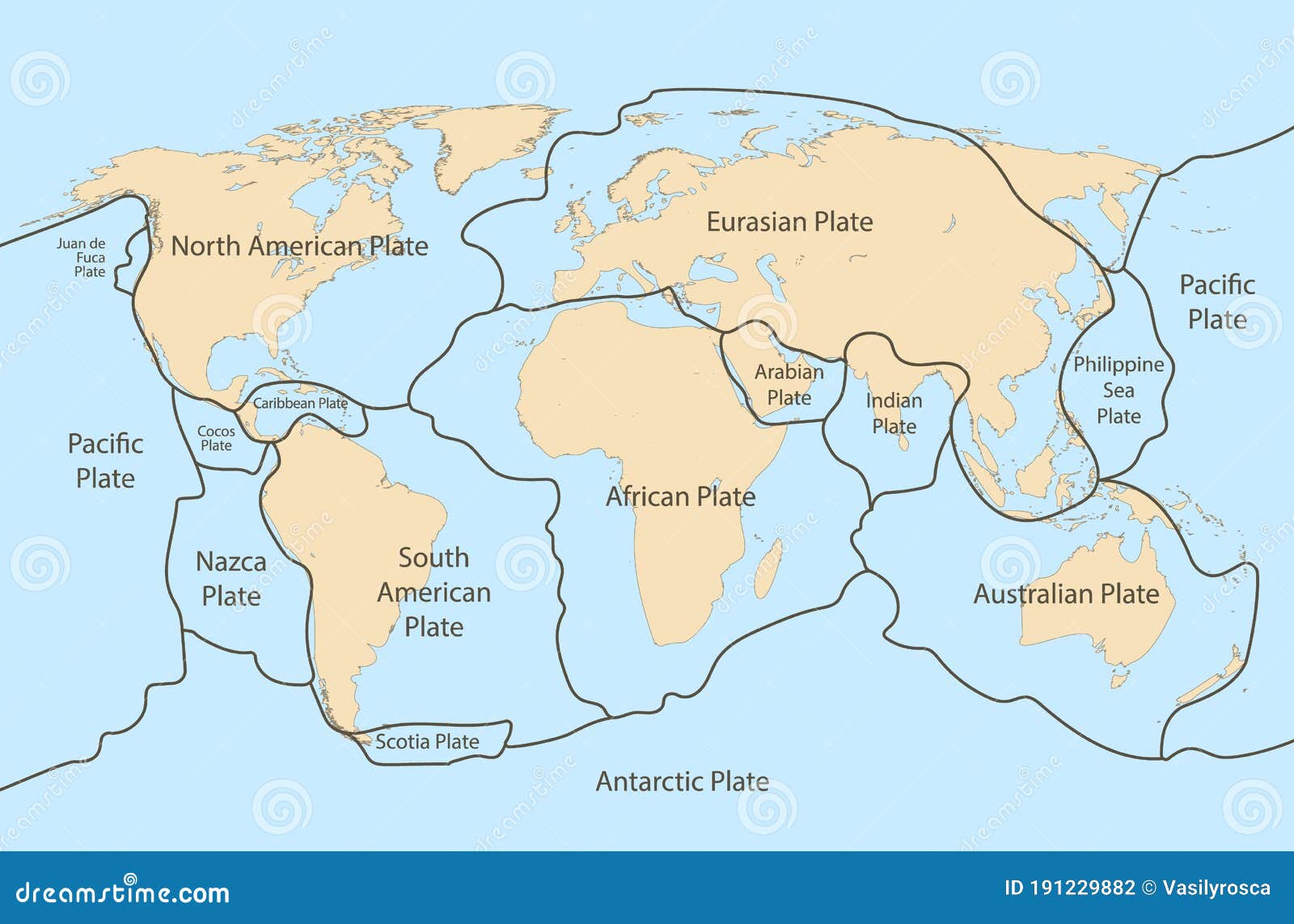 Карта земли тектонической плиты. Плиты географии литосферы вулканаконтинентального океана Тихого океана Иллюстрация вектора - иллюстрациинасчитывающей корка, карта: 191229882