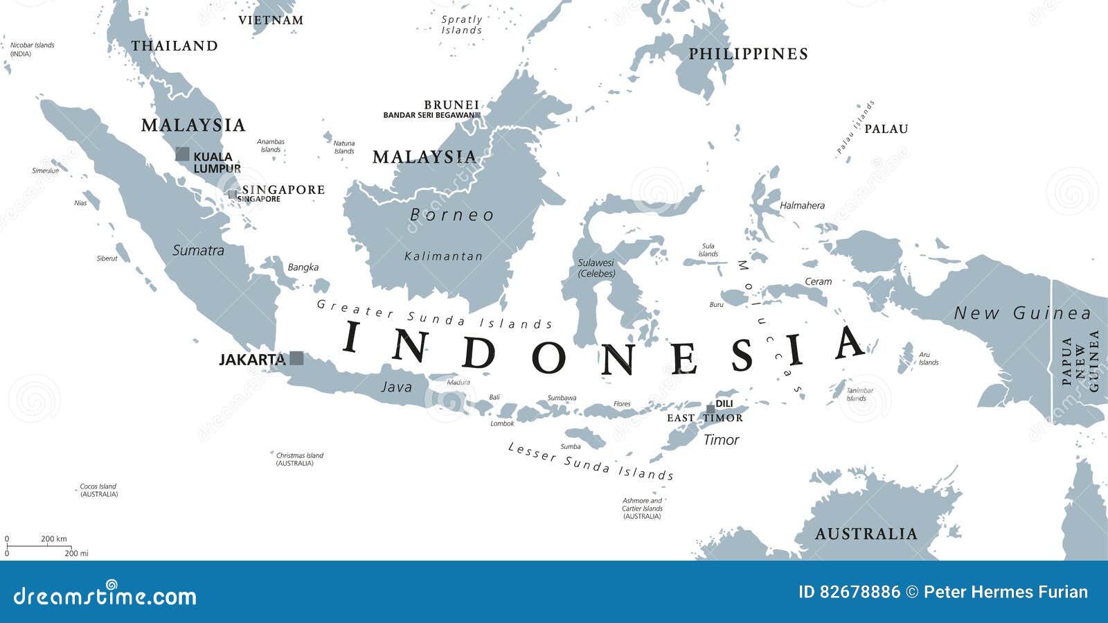 Карта Индонезии политическая Иллюстрация вектора - иллюстрациинасчитывающей гинея, республика: 82678886