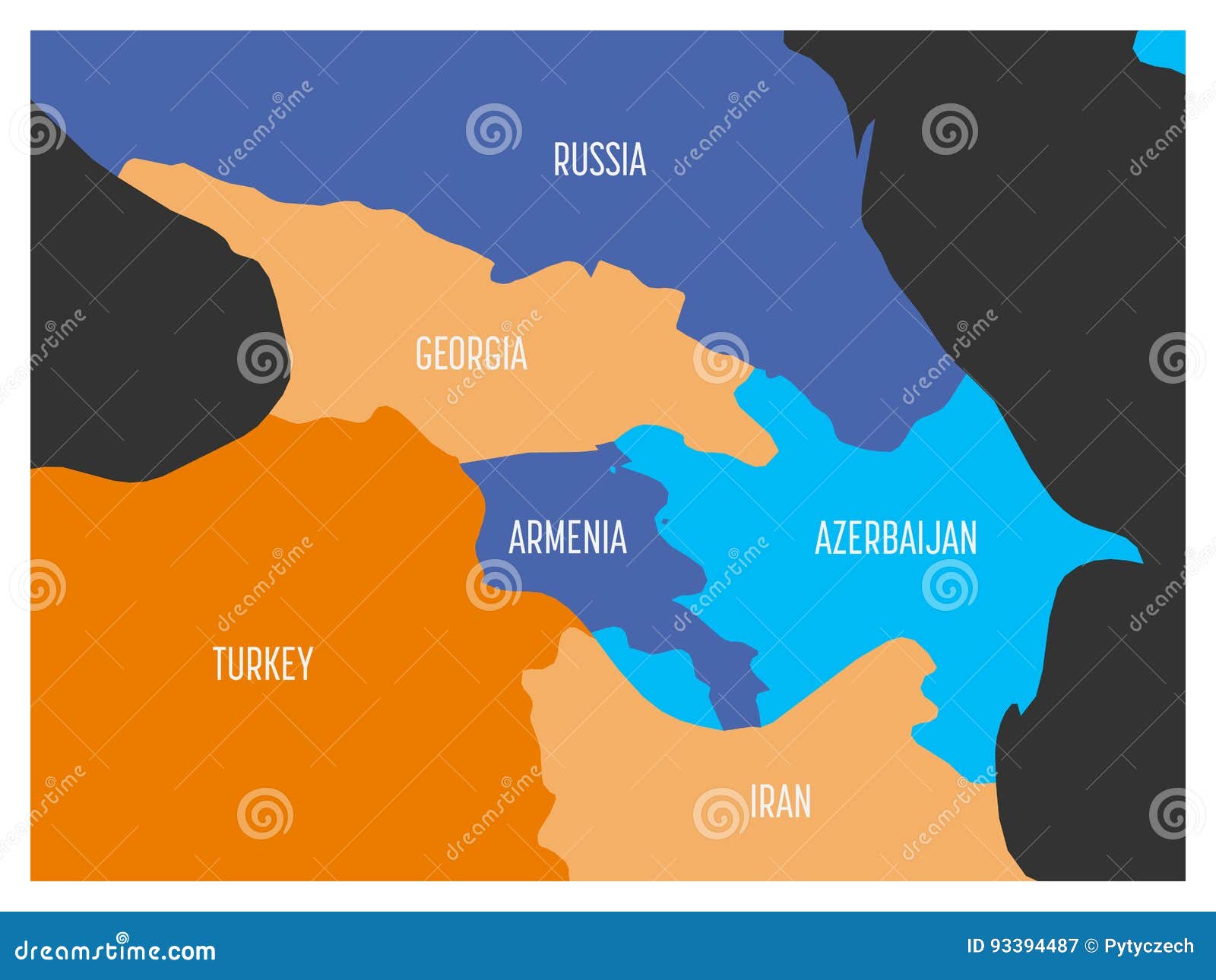 Карта кавказской зоны с положениями Georgia, Армении, Азербайджана, России  Турции и Ирана Иллюстрация вектора - иллюстрации насчитывающей индюк,  национально: 93394487