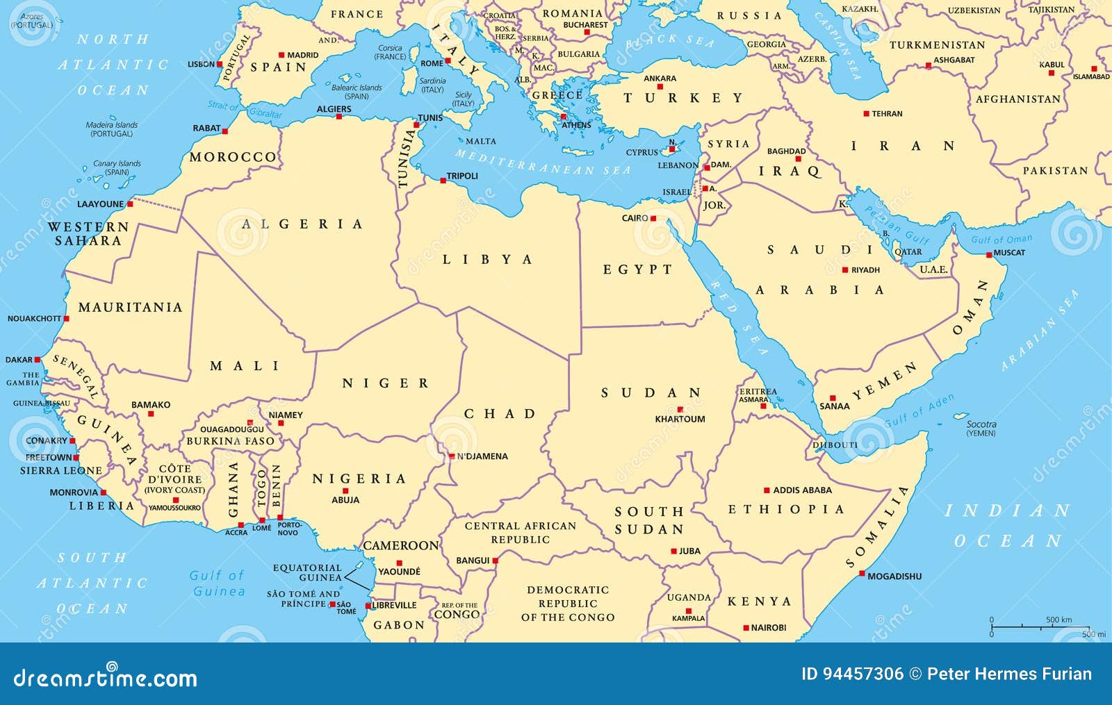 Политическая карта северная африка