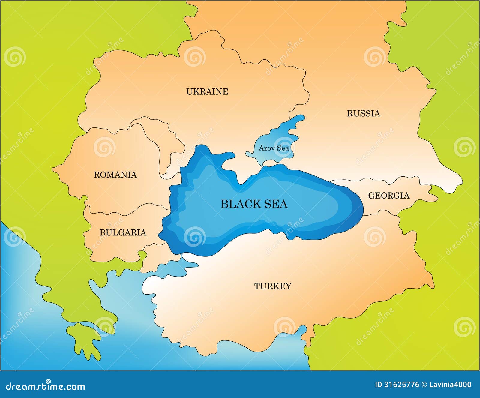 Карта черного моря с городами и странами