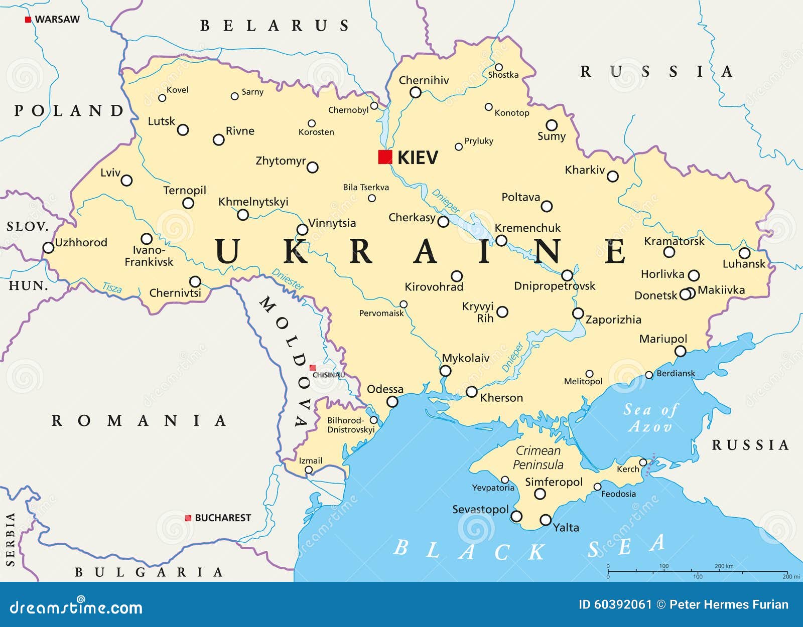 Карта Украины политическая иллюстрация вектора. иллюстрации насчитывающей чернобыль - 60392061