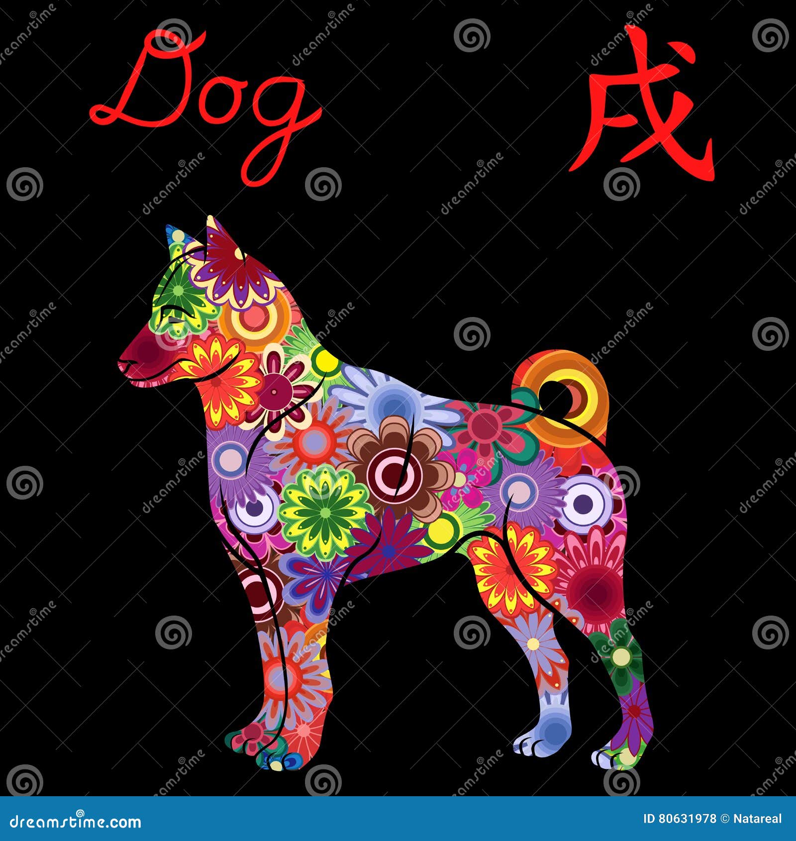 Как будет собака на китайском. Китайская собака символ. Символ собака по китайски. Гороскоп цветастый.
