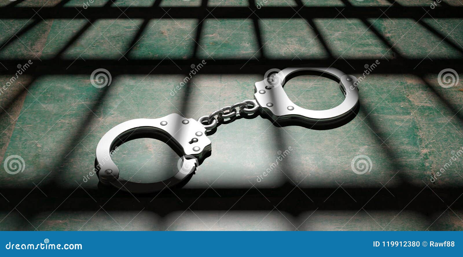 Концепция тюрьмы Бары тюрьмы и наручники, темная предпосылка