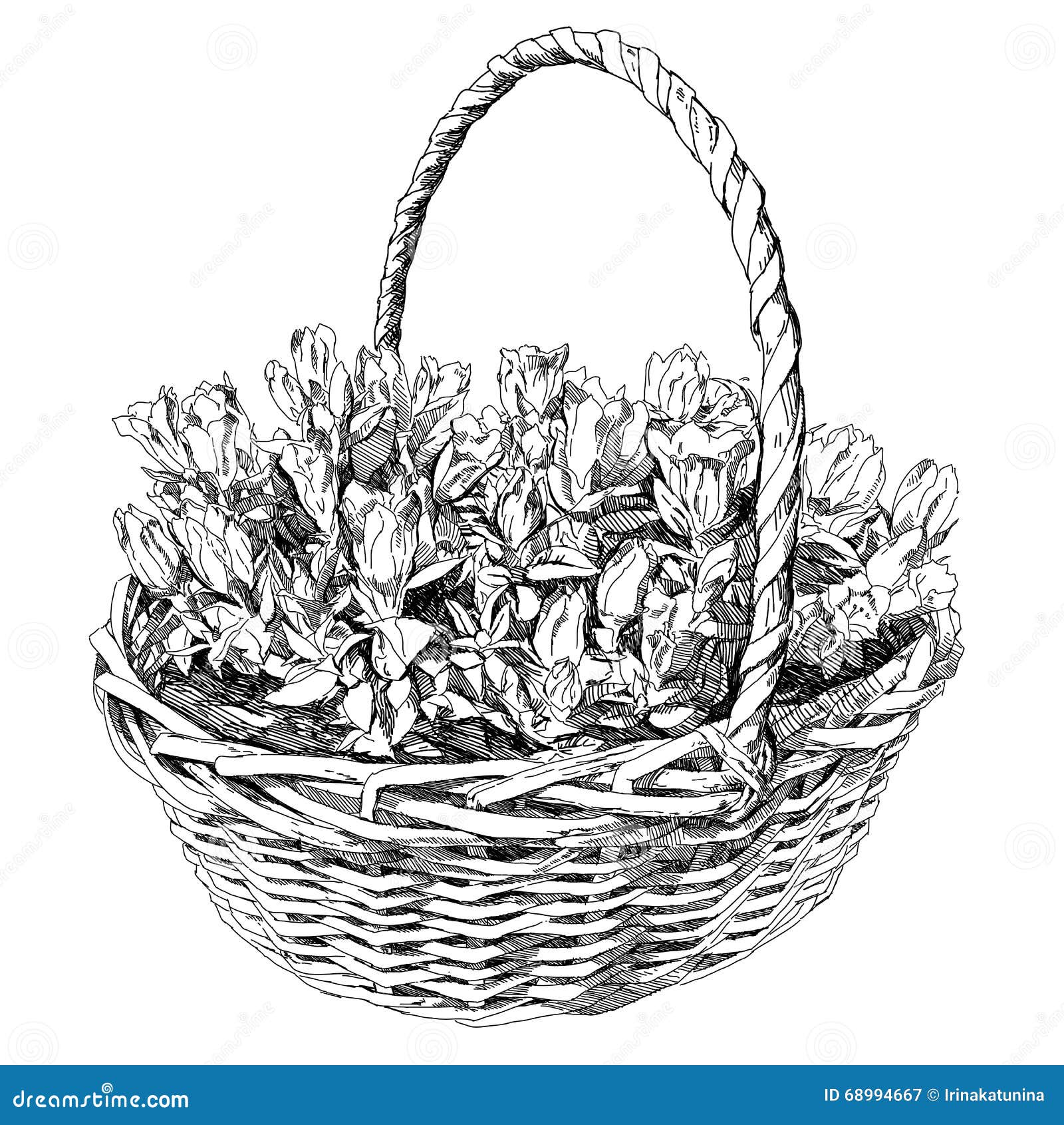 Корзина с цветами рисунок