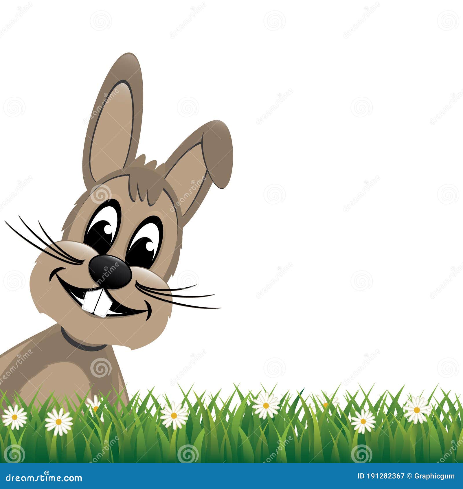 Коричневый луг ромашки стороны представления кролик изолировал Иллюстрация  вектора - иллюстрации насчитывающей зайчик, сторона: 191282367