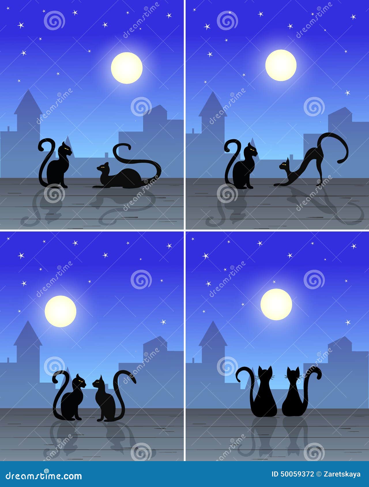 Силуэт кошки на крыше