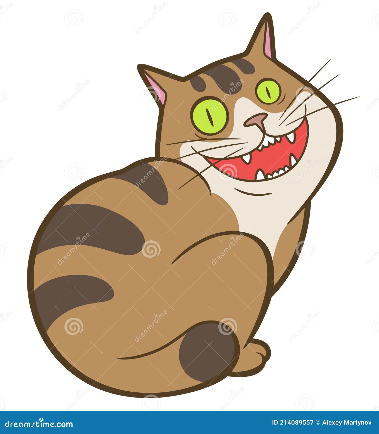 Кот- сумасшедший, улыбаясь, мультфильмов Иллюстрация вектора - иллюстрации  насчитывающей сумашедше, кот: 214089557