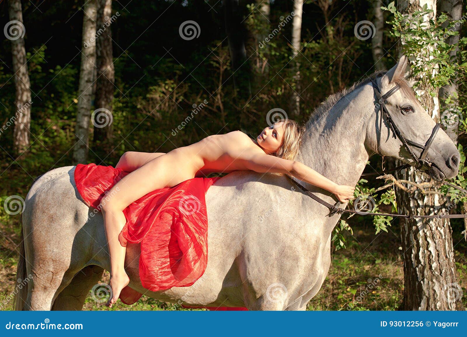 Girl and horse blue film