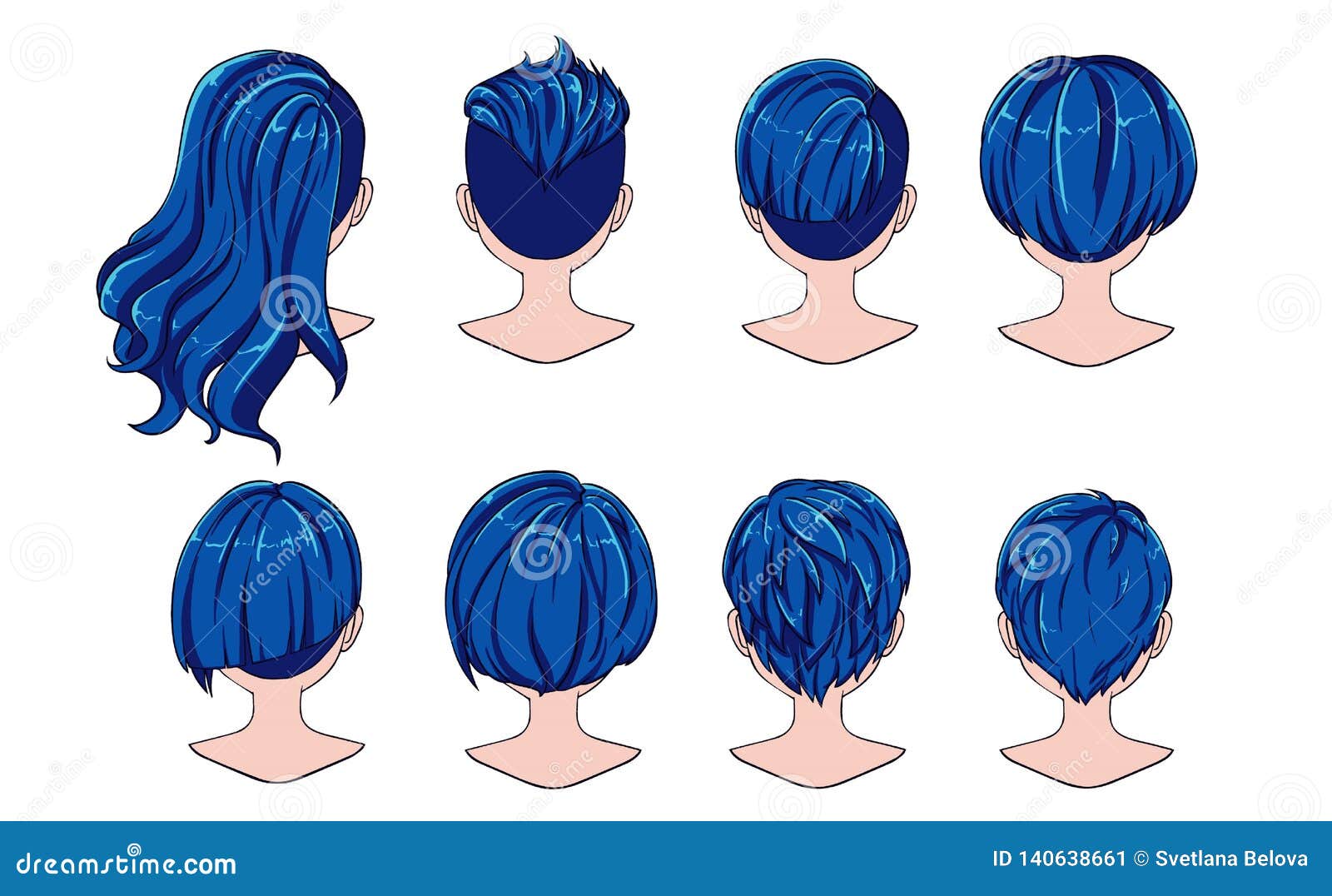 Krasivye Volosy Zhenshiny Zadnij Vid Sovremennaya Moda Na Assortiment Dlinnye Volosy Korotkie Krasnye Volosy Salon Pricheska I Modny Illyustraciya Vektora Illyustracii Naschityvayushej Vid Pricheska 140638661