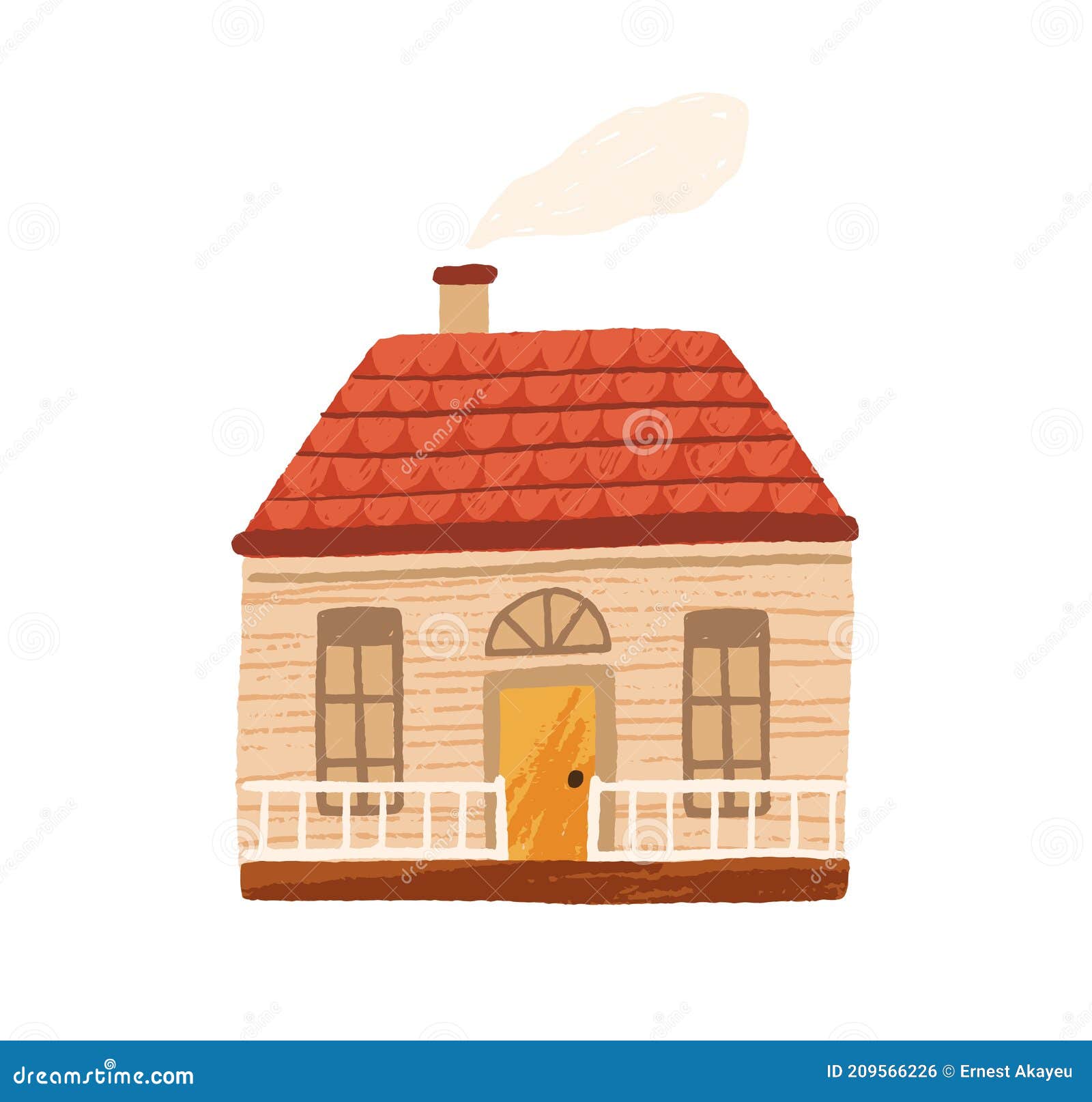 Красивый маленький загородный дом с окнами и террасой двери. Фасад дома с камином и дым. Деревянный коттедж деревни Иллюстрация вектора - иллюстрации насчитывающей строя, уютный: 209566226