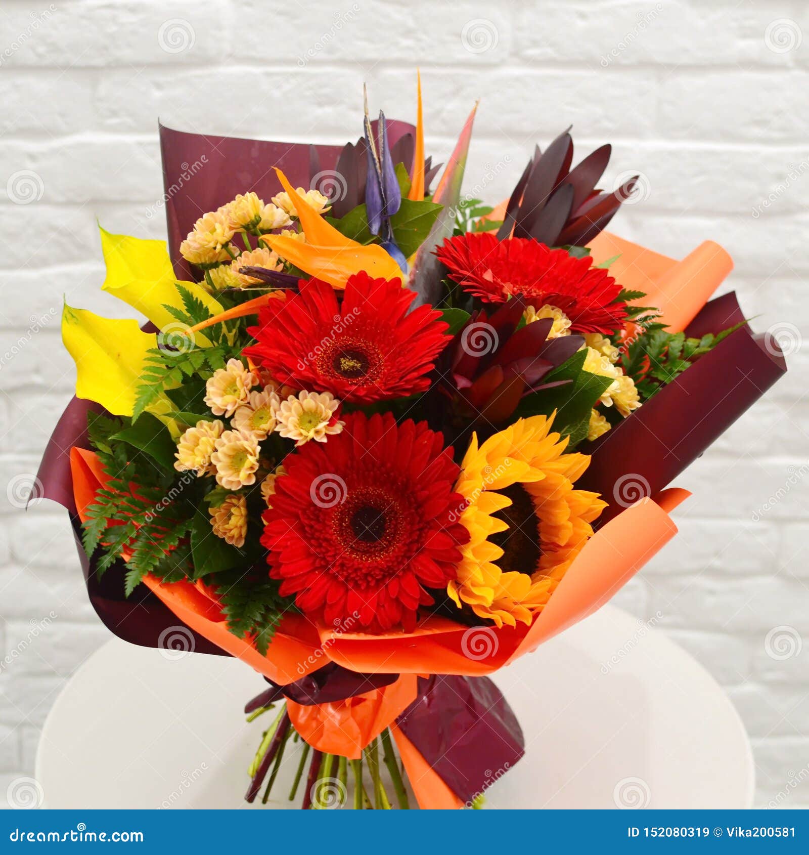 красивый необыкновенный букет с экзотическими цветками Стоковое Изображение- изображение насчитывающей бобра, поставка: 152080319