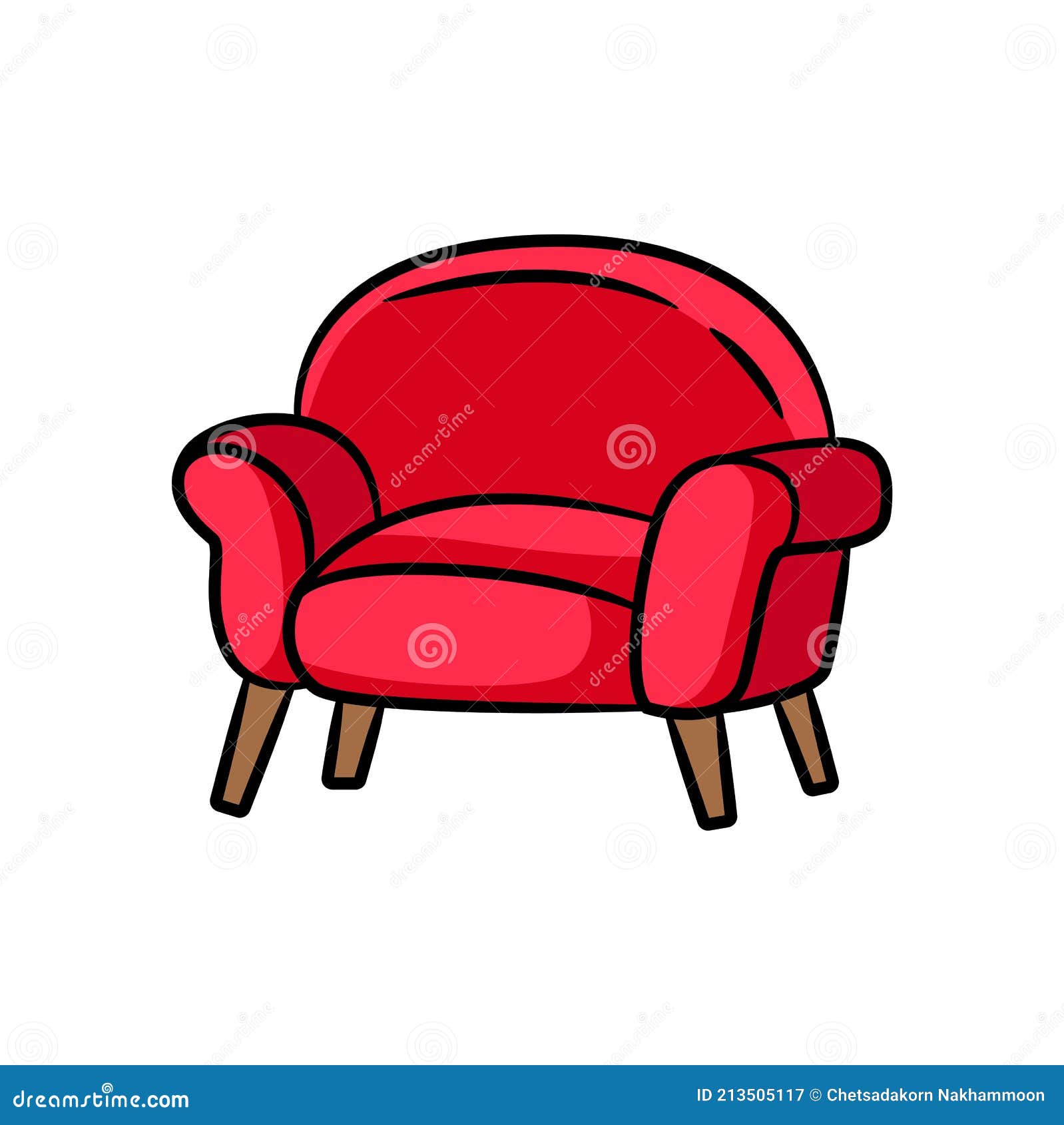 Красная диван в изолированном стилем векторе рисования. Иллюстрация вектора  - иллюстрации насчитывающей дом, жить: 213505117
