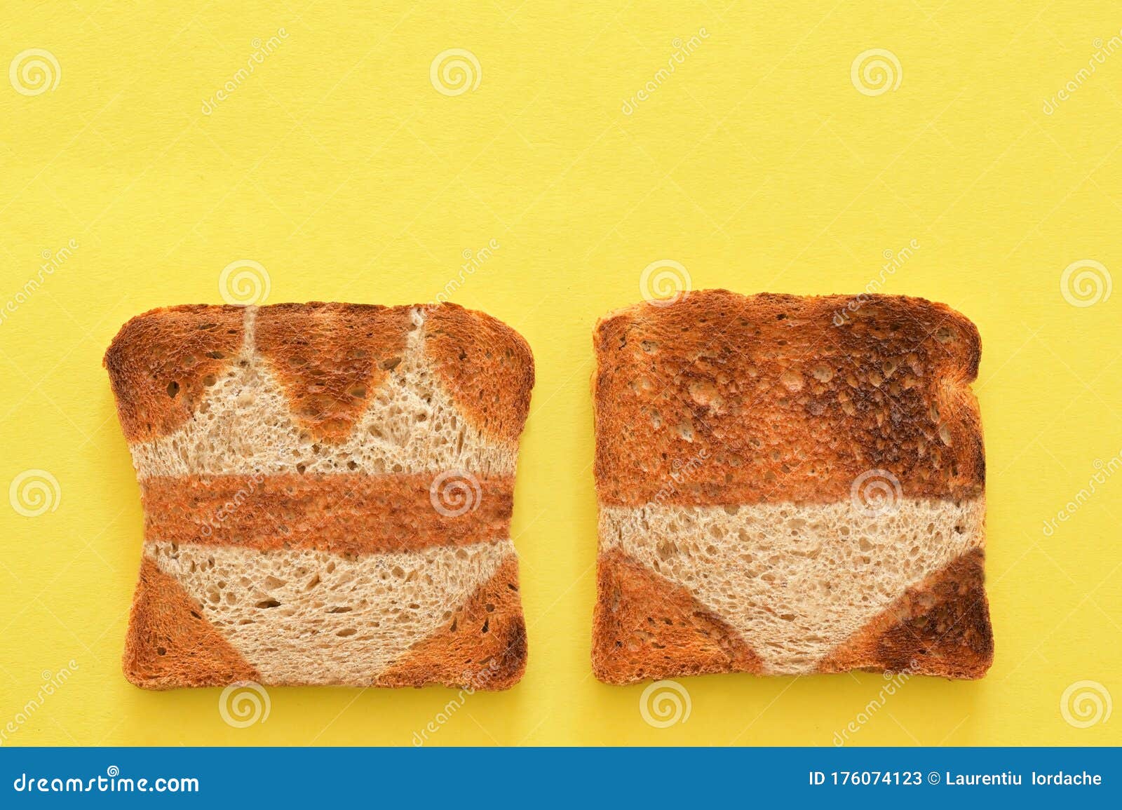 Крытый ледяной корой кусок хлеба и лето тостов загорают линии Стоковое  Изображение - изображение насчитывающей отрезано, линии: 176074123