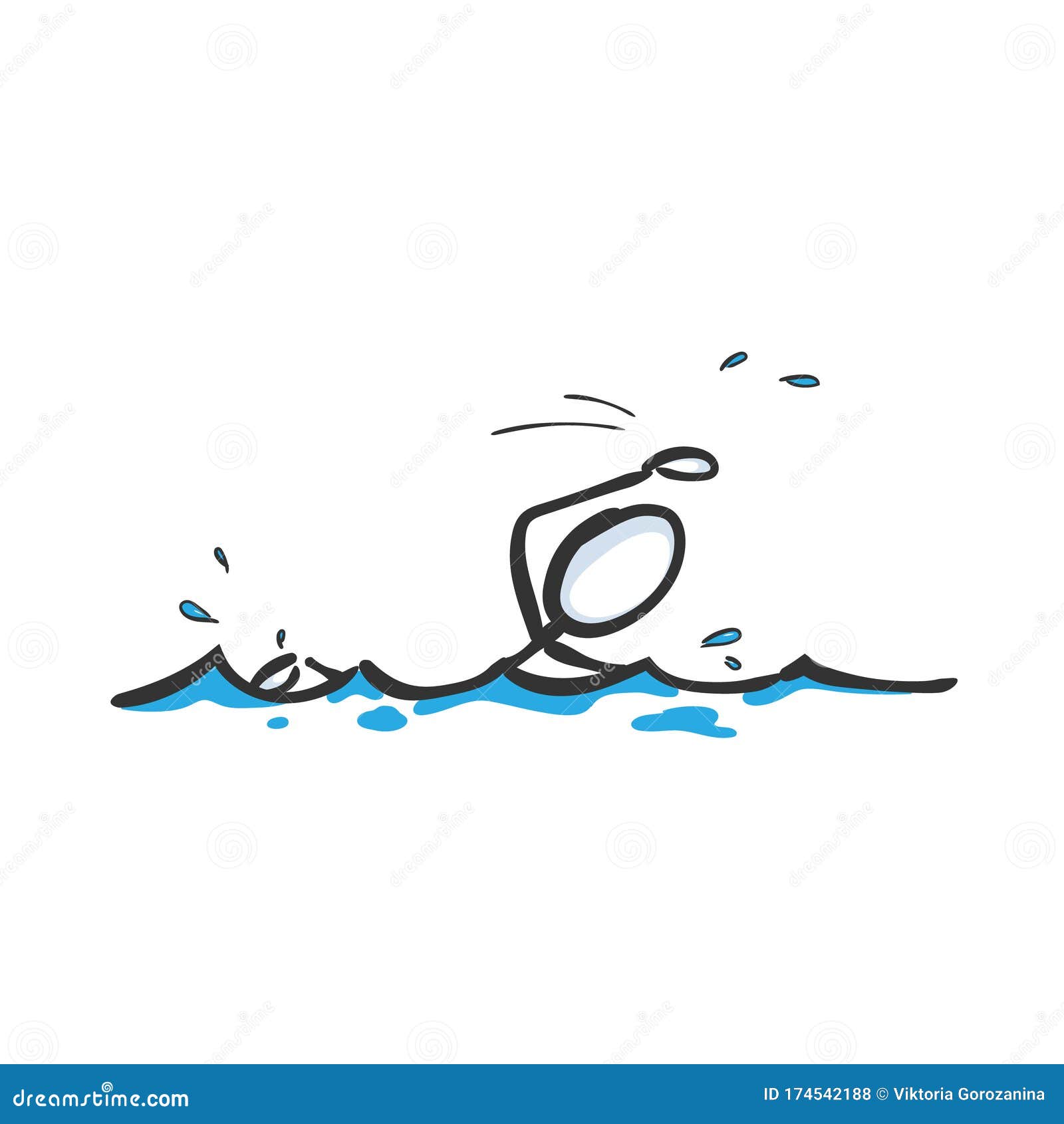 Купание в воде. Плавать в море. Нарисованная рука. Карикатура Stickman.  Иллюстрация векторной графики эскизов каракули Иллюстрация штока -  иллюстрации насчитывающей график, человек: 174542188
