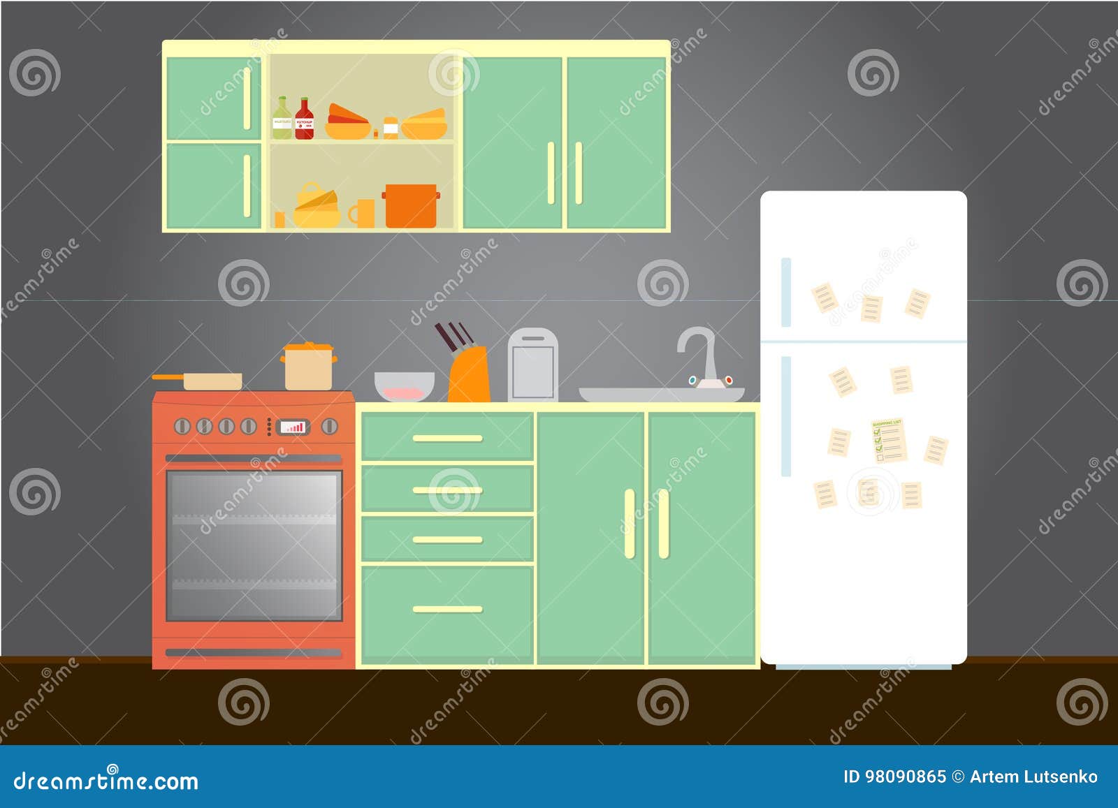 На рисунке изображены посудомоечная машина и холодильник. На рисунке изображены холодильник и кухонный стол.