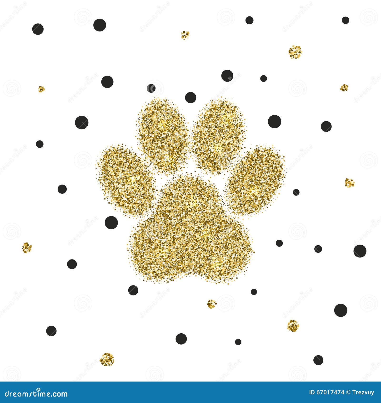Лапка животного яркого блеска Vectro современная золотая Иллюстрациявектора - иллюстрации насчитывающей форма, собака: 67017474