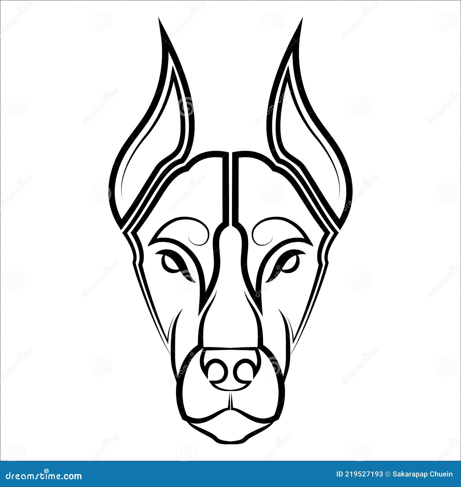 линейный рисунок собачьей головки добермана пиншера хорошо подходит для  символа талисмана иконы аватара татуировки на рубашке лого Иллюстрация  вектора - иллюстрации насчитывающей друг, икона: 219527193