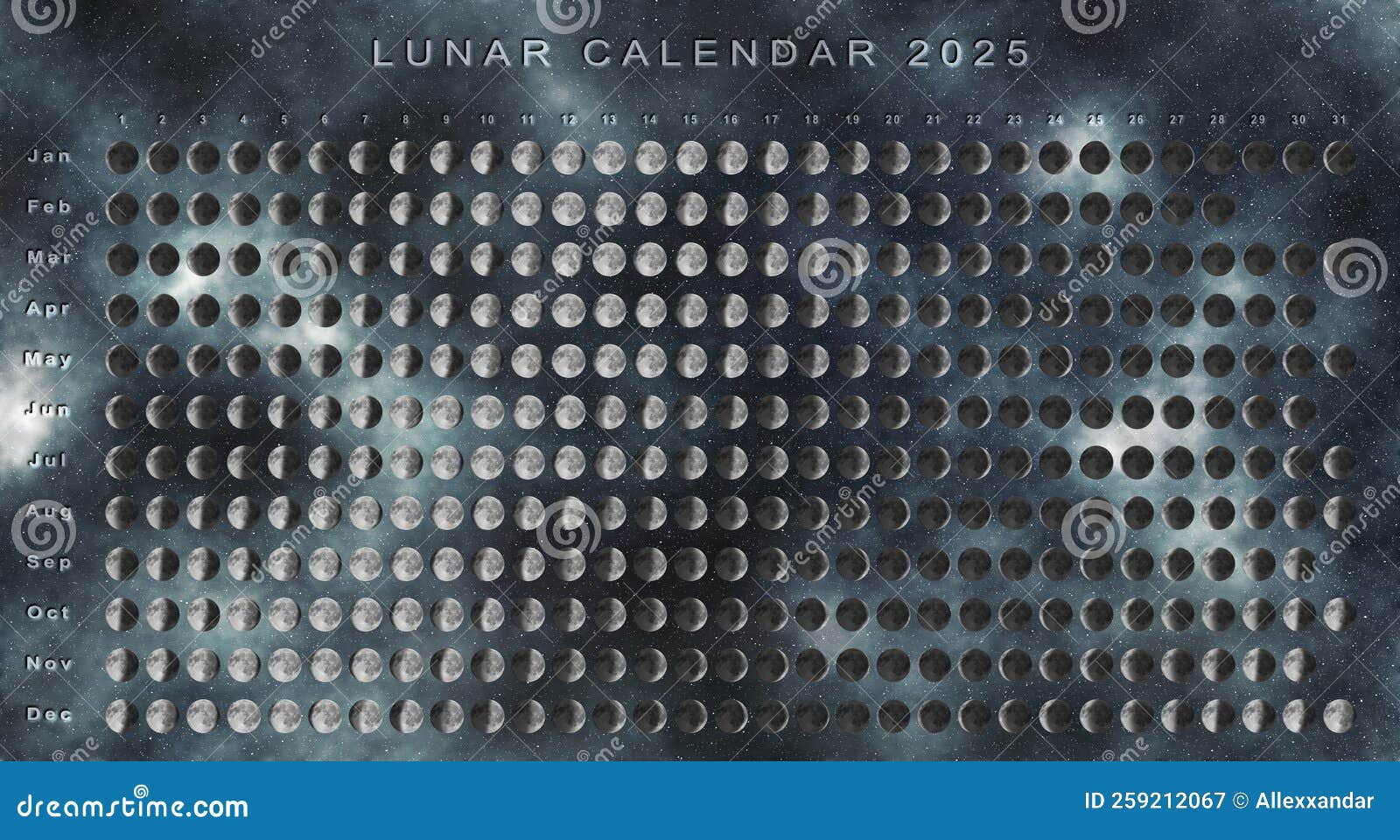November 2025 Lunar Calendar, Moon Cycles Stock Illustration - Illustration of a