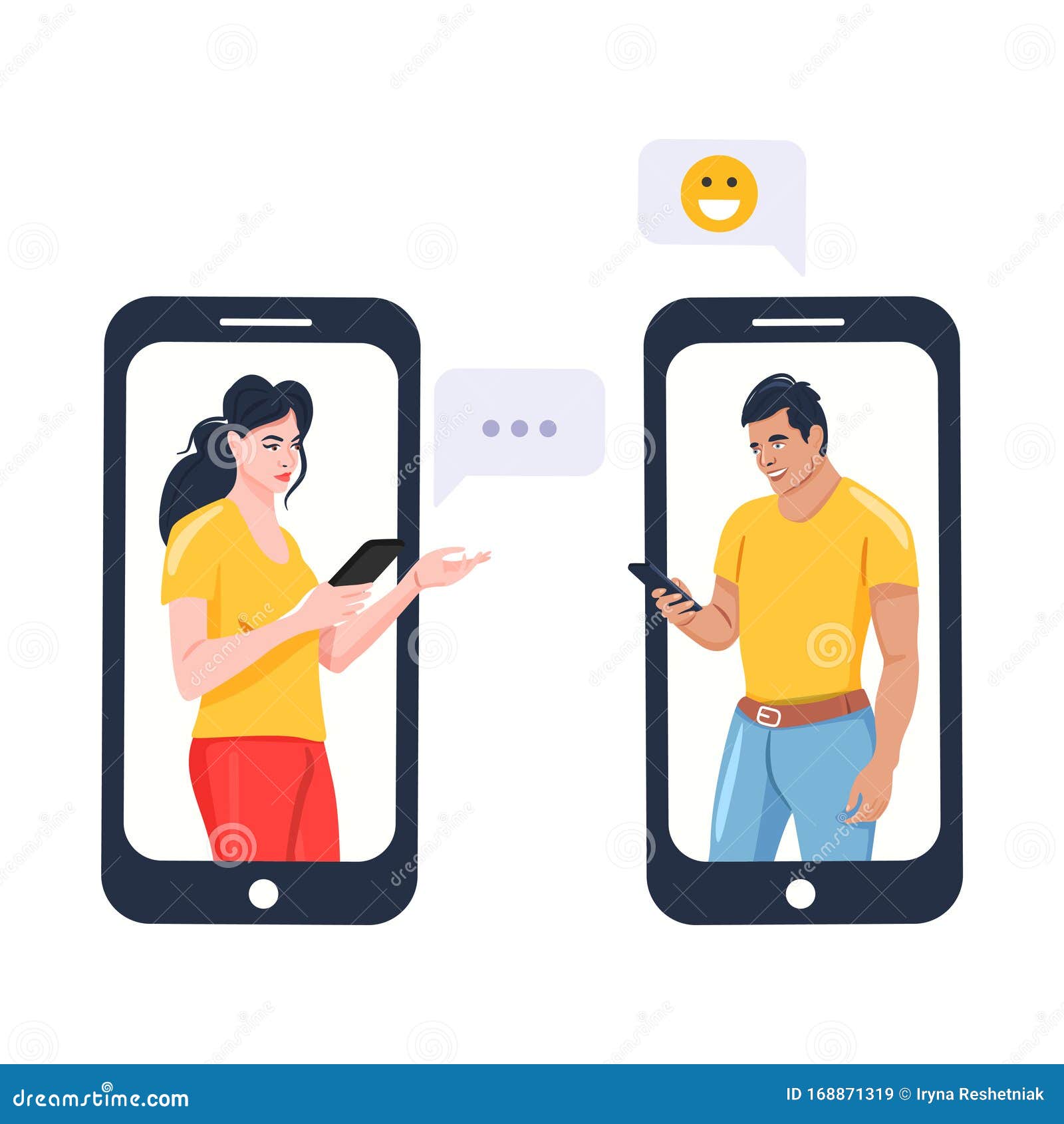 Люди сидели на экране смартфона Человек, болтая на мобильный телефон с  женщиной Иллюстрация вектора - иллюстрации насчитывающей форум, речь:  168871319