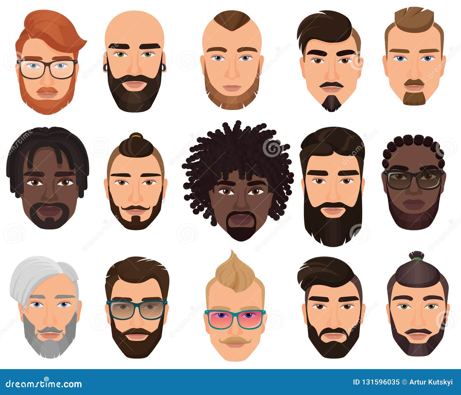 Lyudi Hipsterov Stilnye Borodatye So Stilyami Prichesok Drugogo Cveta Usikami Borodami Izolirovali Illyustraciya Vektora Illyustracii Naschityvayushej Hipsterov Borodami 131596035