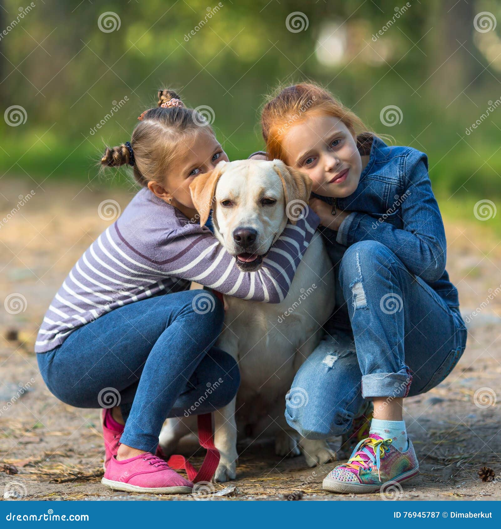 Girl two dog. Girl and Dog stock. Mother doesn't want a Dog pictures.