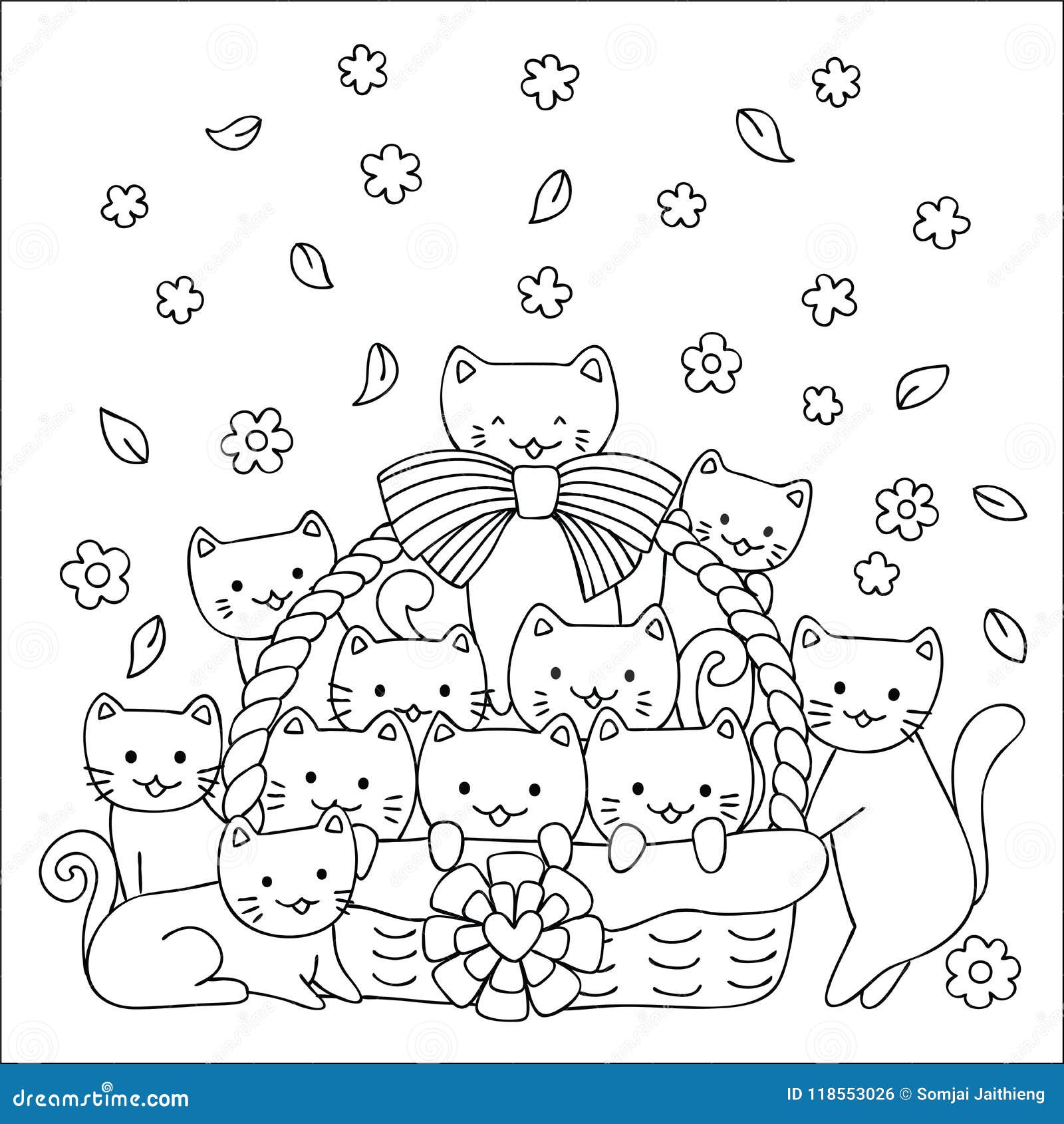 Раскраска котики новогодние