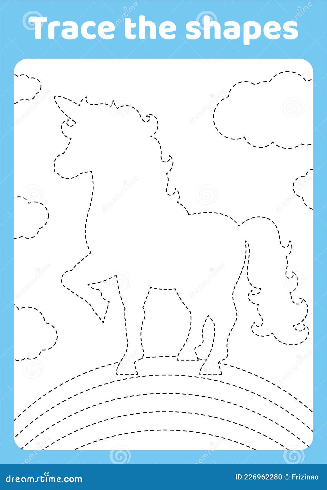 милый единорог. волшебный сказочный конь. трассировка и цвет. раскраска  страницы для детей. рукописный ввод. ведомость по развитию Иллюстрация  вектора - иллюстрации насчитывающей черный, фе: 226962280