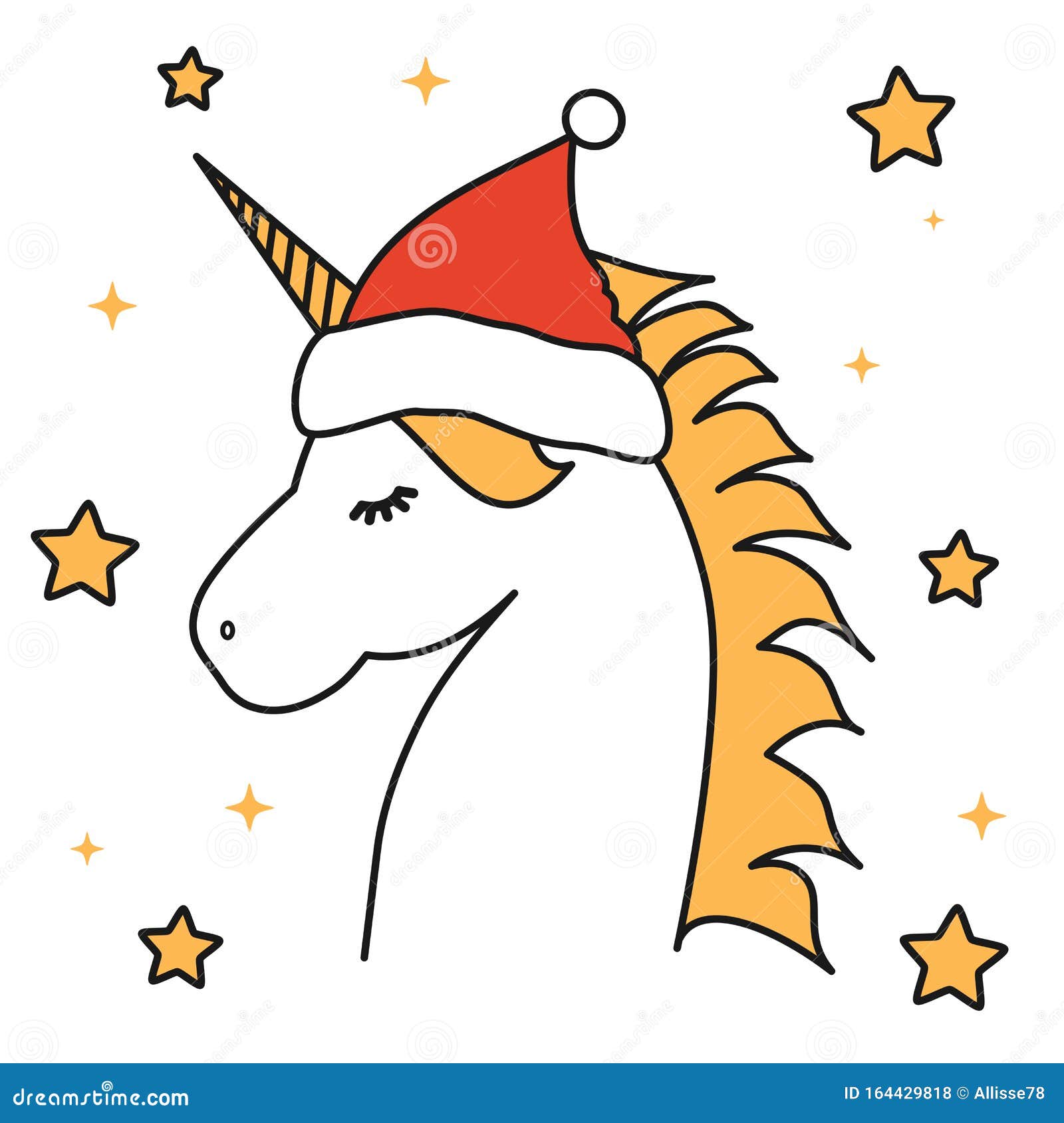 Милый мультфильм Christmas Unicorn с Santa Claus Hat Vector праздники иллюстрация Иллюстрация вектора - иллюстрации насчитывающей лошадь, мило: 164429818